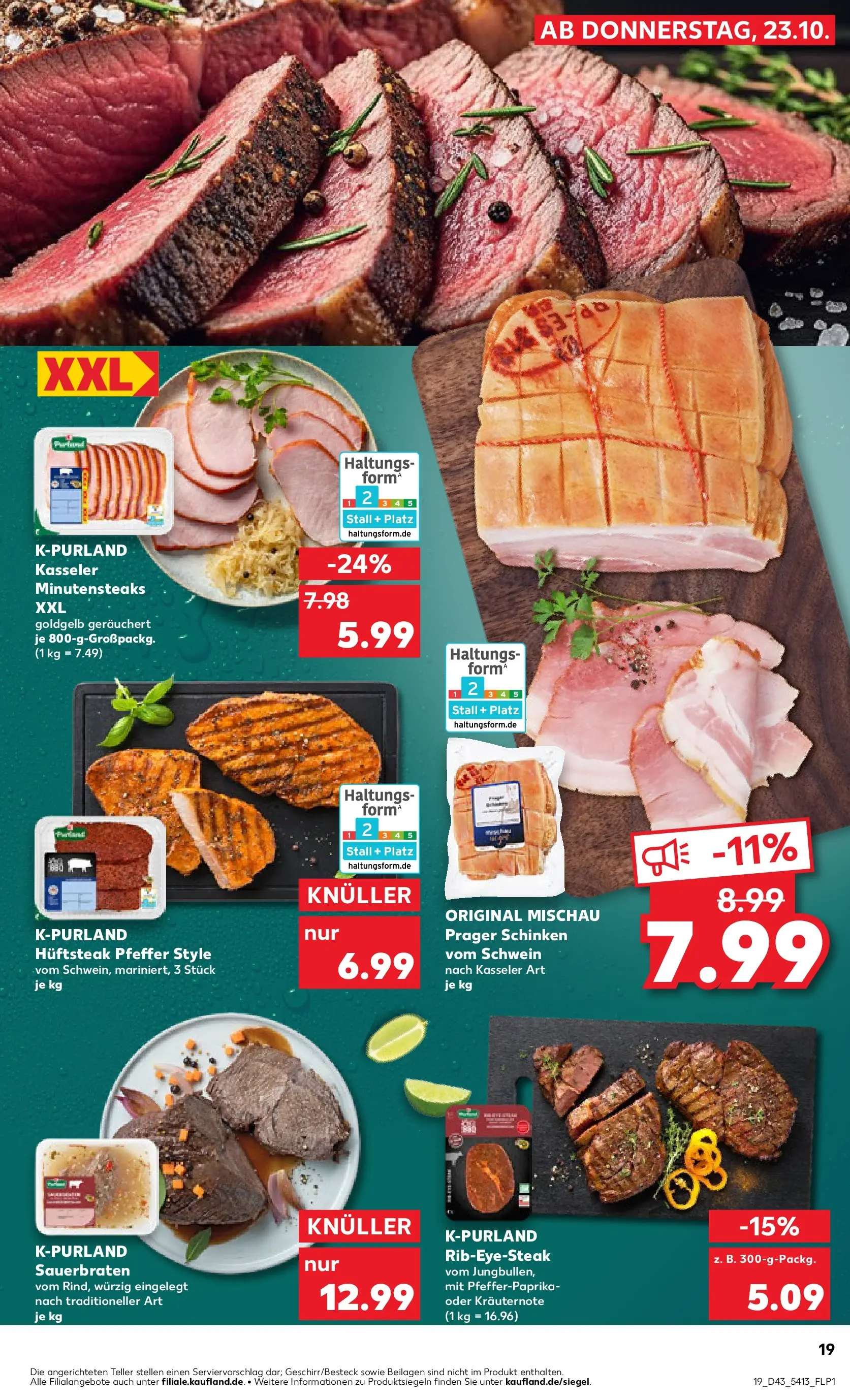 Prospekt Kaufland ab 22.10.2025 » Angebote Online zum Blättern | Seite: 19 | Produkte: Pfeffer, Schinken, Steak