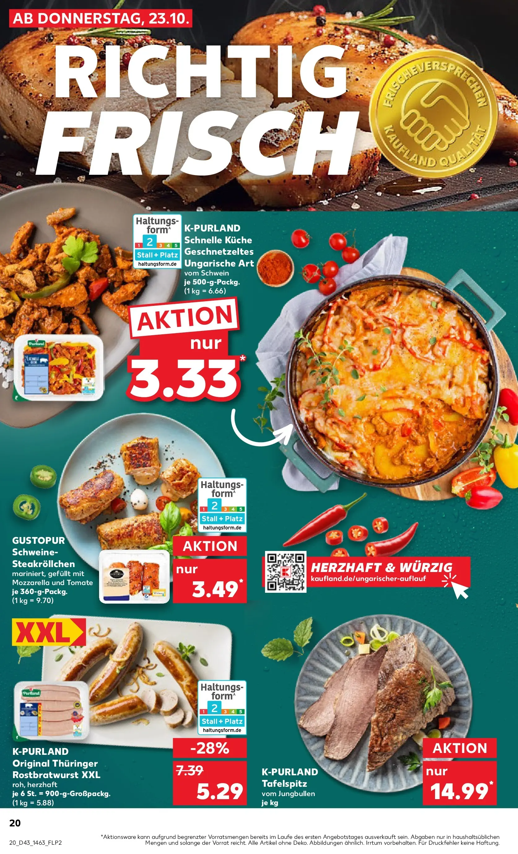 Prospekt Kaufland ab 22.10.2025 » Angebote Online zum Blättern | Seite: 20 | Produkte: Tafelspitz, Mozzarella, Küche