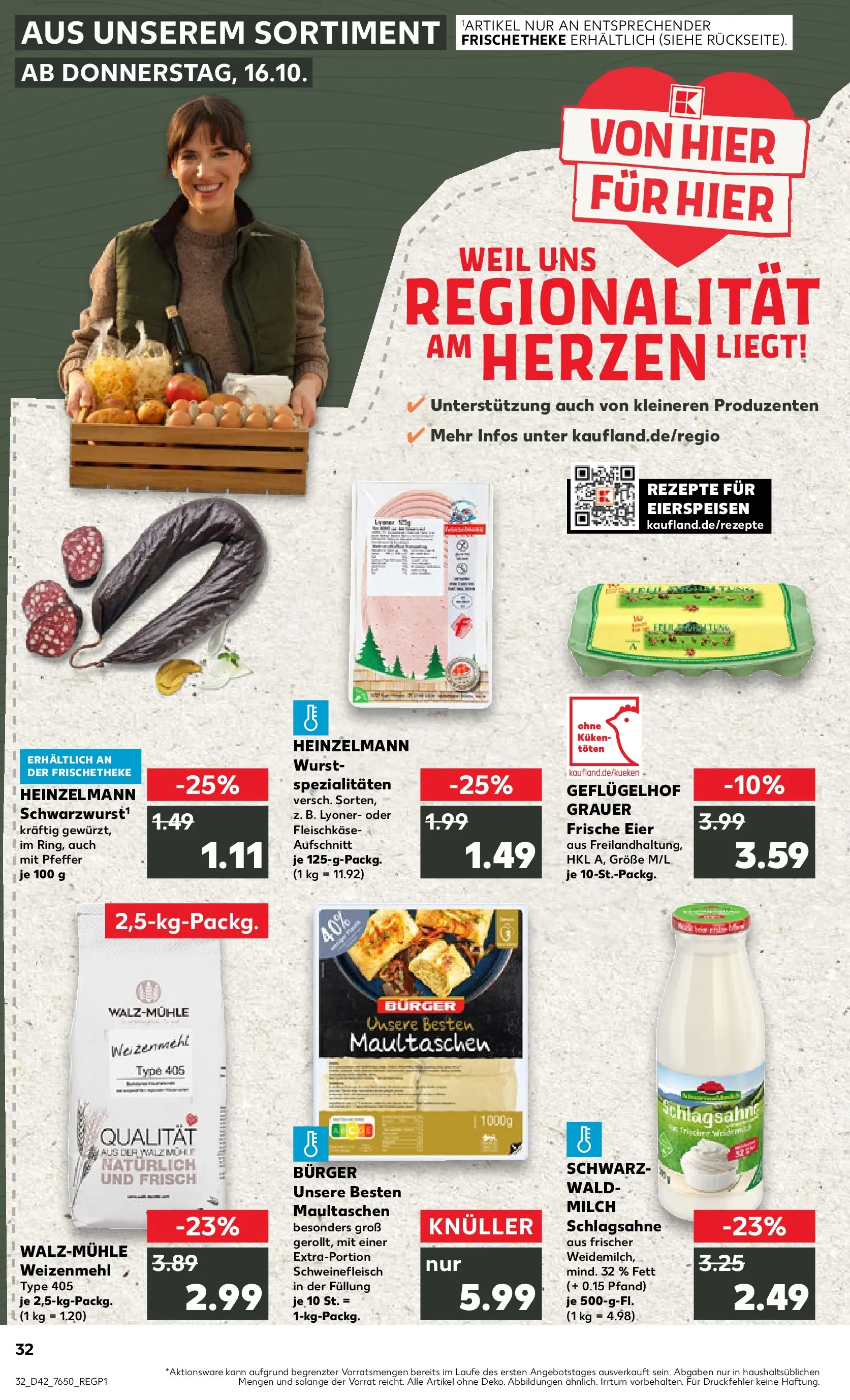 Prospekt Kaufland ab 19.10.2025 » Angebote und Werbung Online | Seite: 32 | Produkte: Mühle, Eier, Wurst, Pasta Prospekt Kaufland ab 19.10.2025 » Angebote Online zum Blättern | Seite: 32 | Produkte: Mühle, Eier, Wurst, Pasta