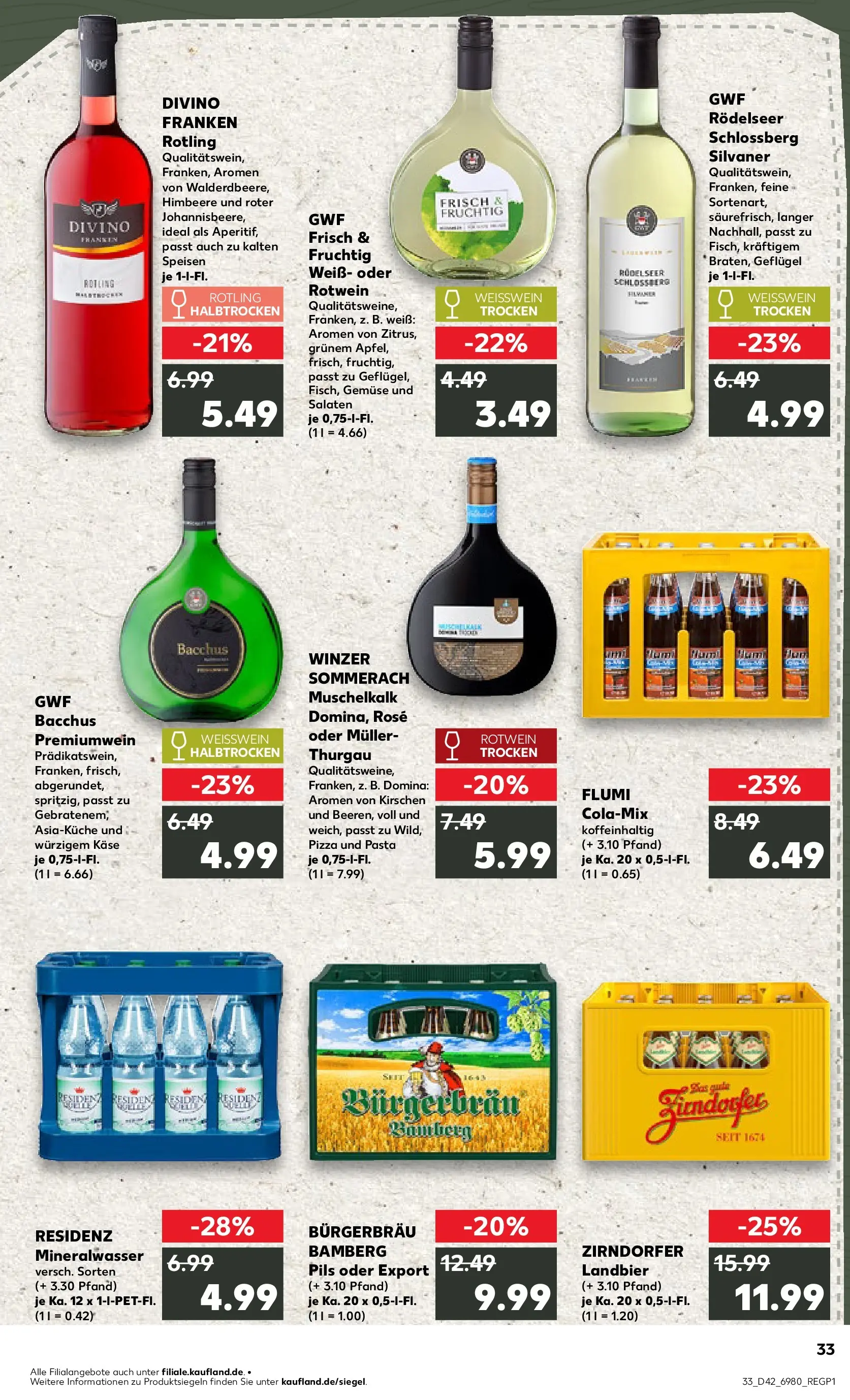 Prospekt Kaufland ab 19.10.2025 » Angebote Online zum Blättern | Seite: 33 | Produkte: Käse, Weißwein, Rotwein, Pils