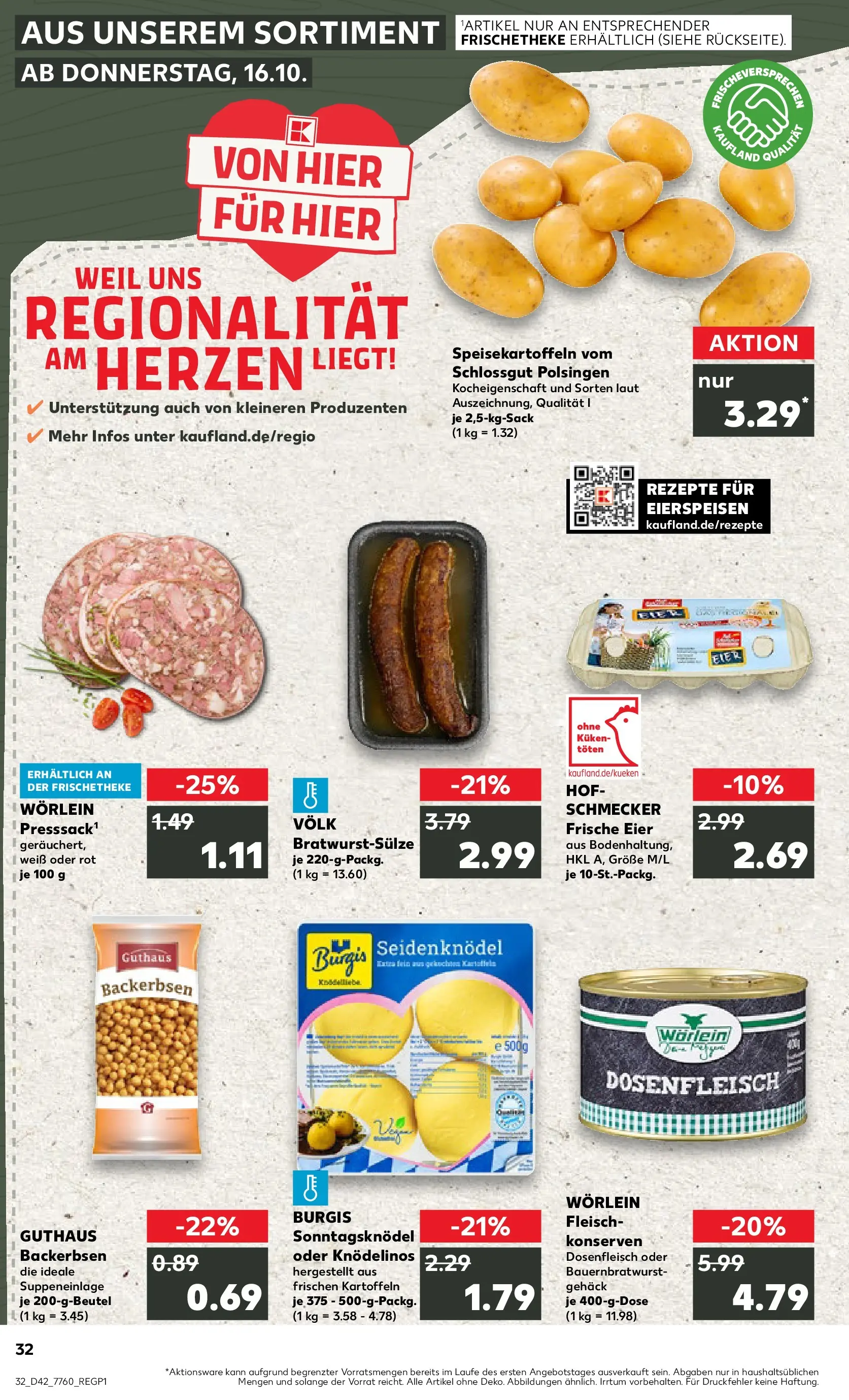 Prospekt Kaufland ab 19.10.2025 » Angebote Online zum Blättern | Seite: 32 | Produkte: Eier, Kartoffeln, Fleisch