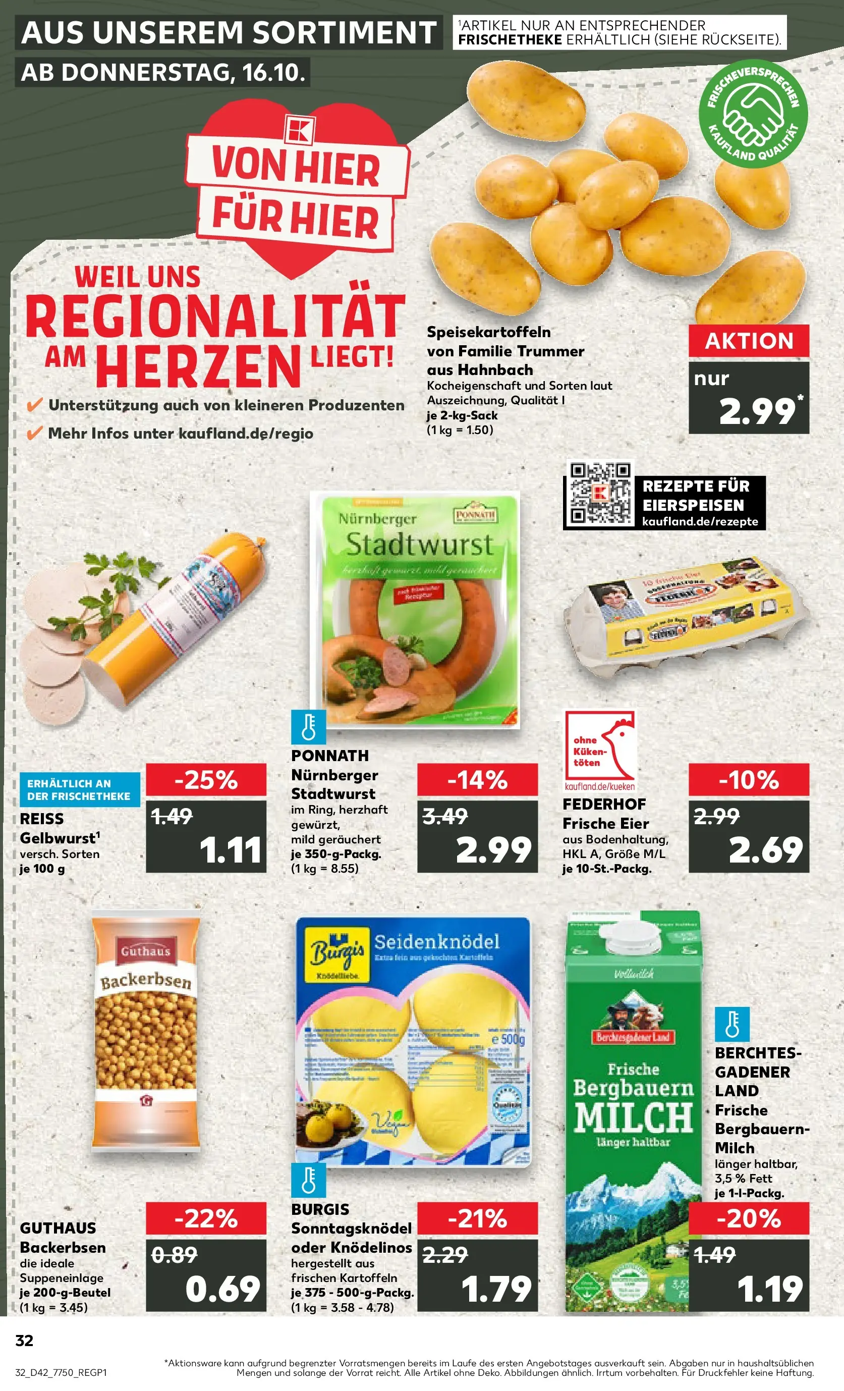Prospekt Kaufland ab 19.10.2025 » Angebote und Werbung Online | Seite: 32 | Produkte: Milch, Eier, Kartoffeln Prospekt Kaufland ab 19.10.2025 » Angebote Online zum Blättern | Seite: 32 | Produkte: Milch, Eier, Kartoffeln