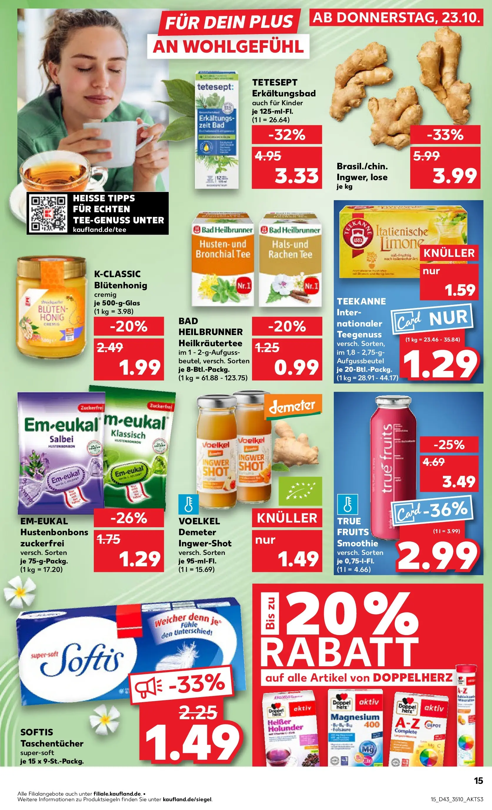 Prospekt Kaufland ab 22.10.2025 » Angebote Online zum Blättern | Seite: 15 | Produkte: Bad, Teekanne, Tee