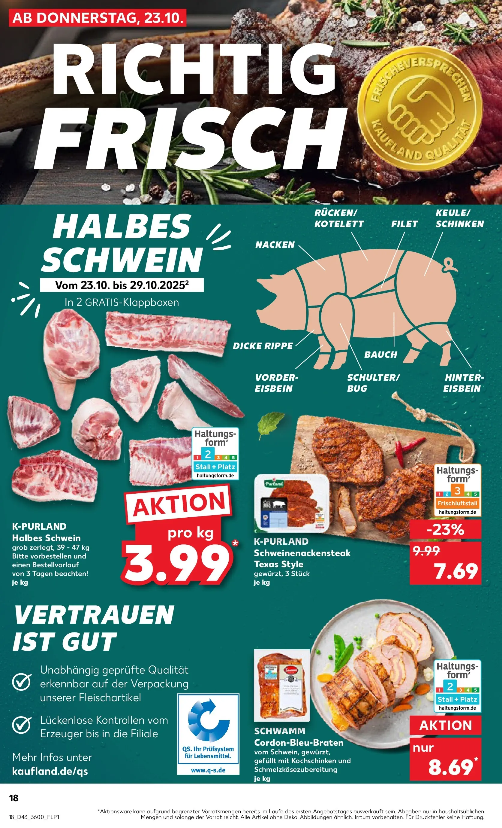 Prospekt Kaufland ab 22.10.2025 » Angebote Online zum Blättern | Seite: 18 | Produkte: Schinken, Steak