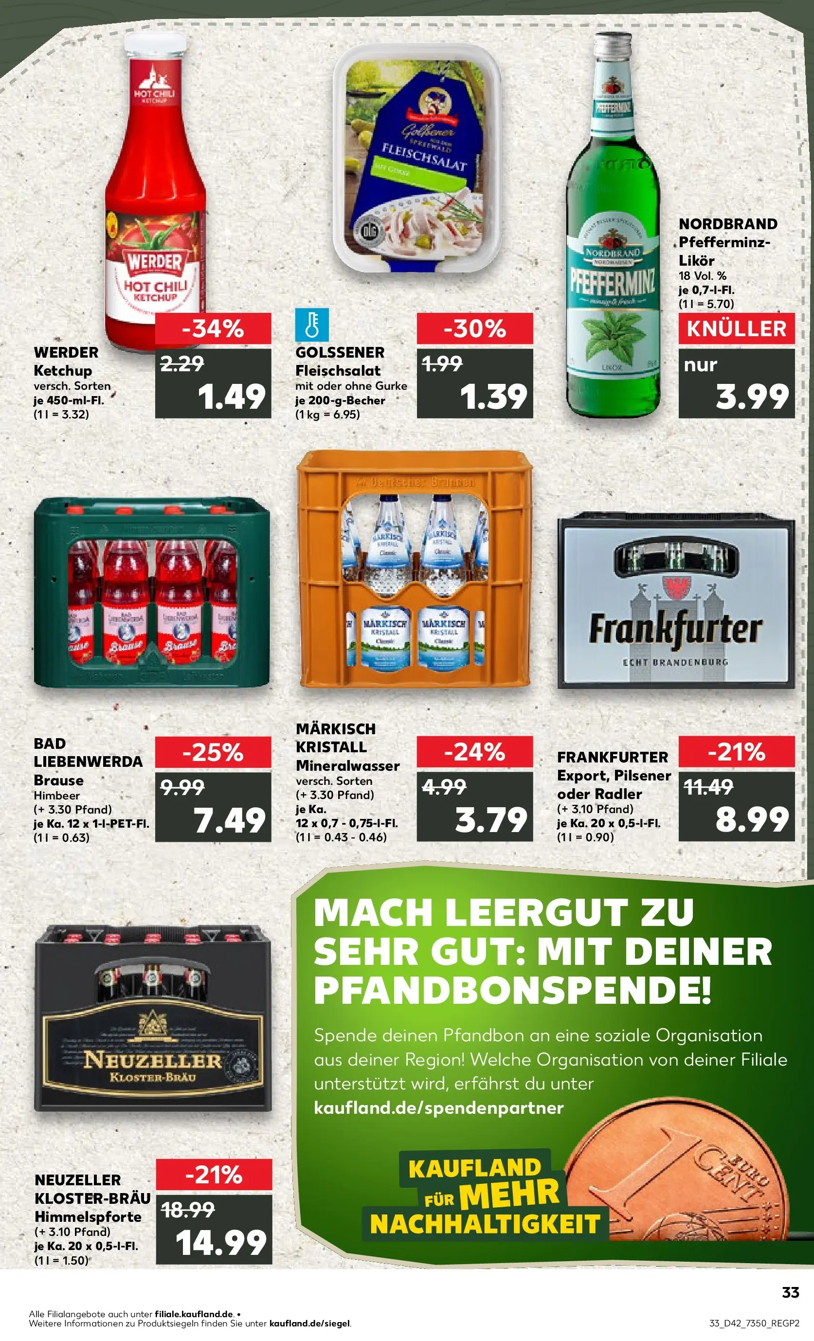 Prospekt Kaufland ab 19.10.2025 » Angebote und Werbung Online | Seite: 33 | Produkte: Mineralwasser, Radler, Chili, Ketchup Prospekt Kaufland ab 19.10.2025 » Angebote Online zum Blättern | Seite: 33 | Produkte: Mineralwasser, Radler, Chili, Ketchup
