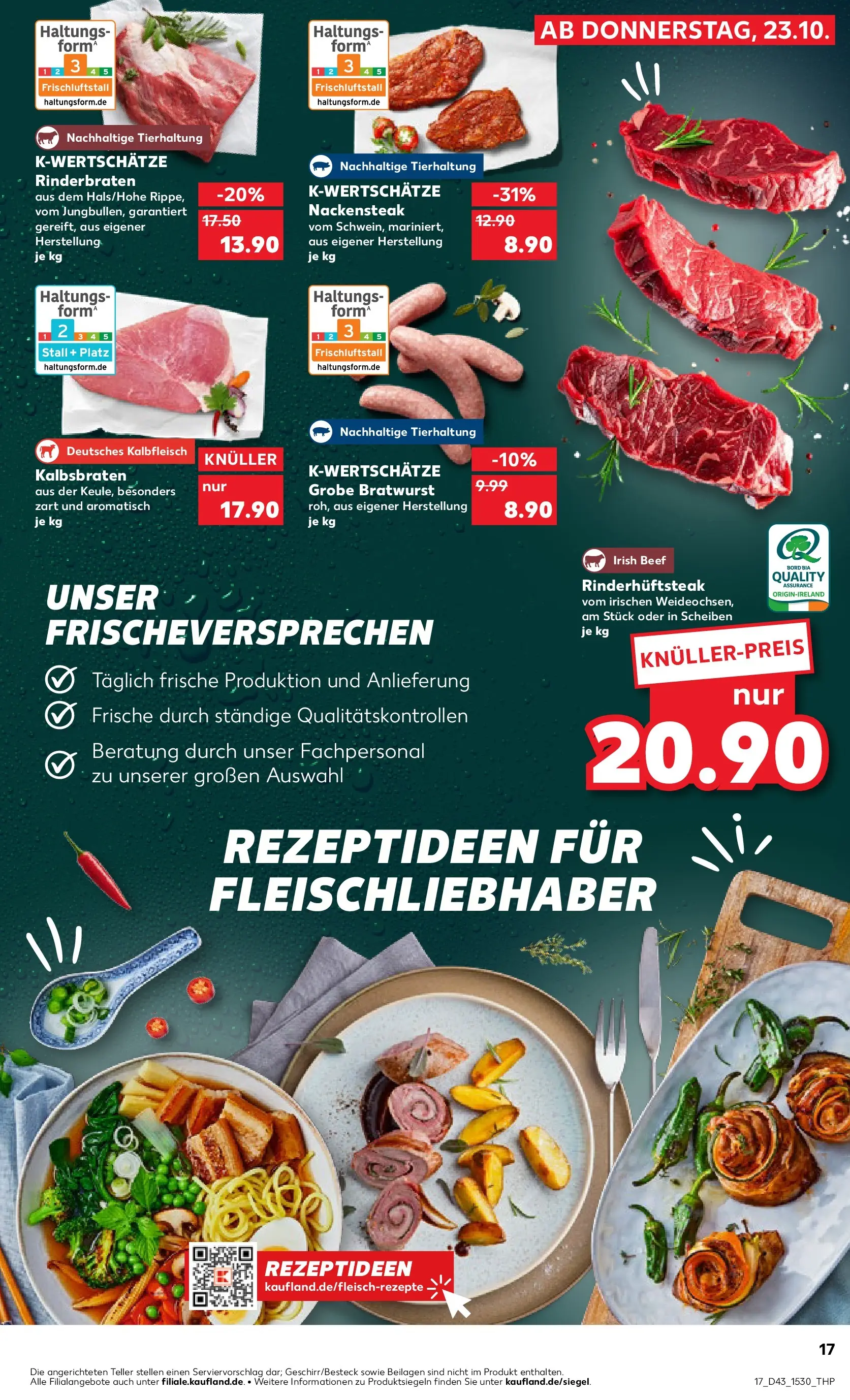 Prospekt Kaufland ab 22.10.2025 » Angebote Online zum Blättern | Seite: 17 | Produkte: Rinderbraten, Bratwurst, Steak