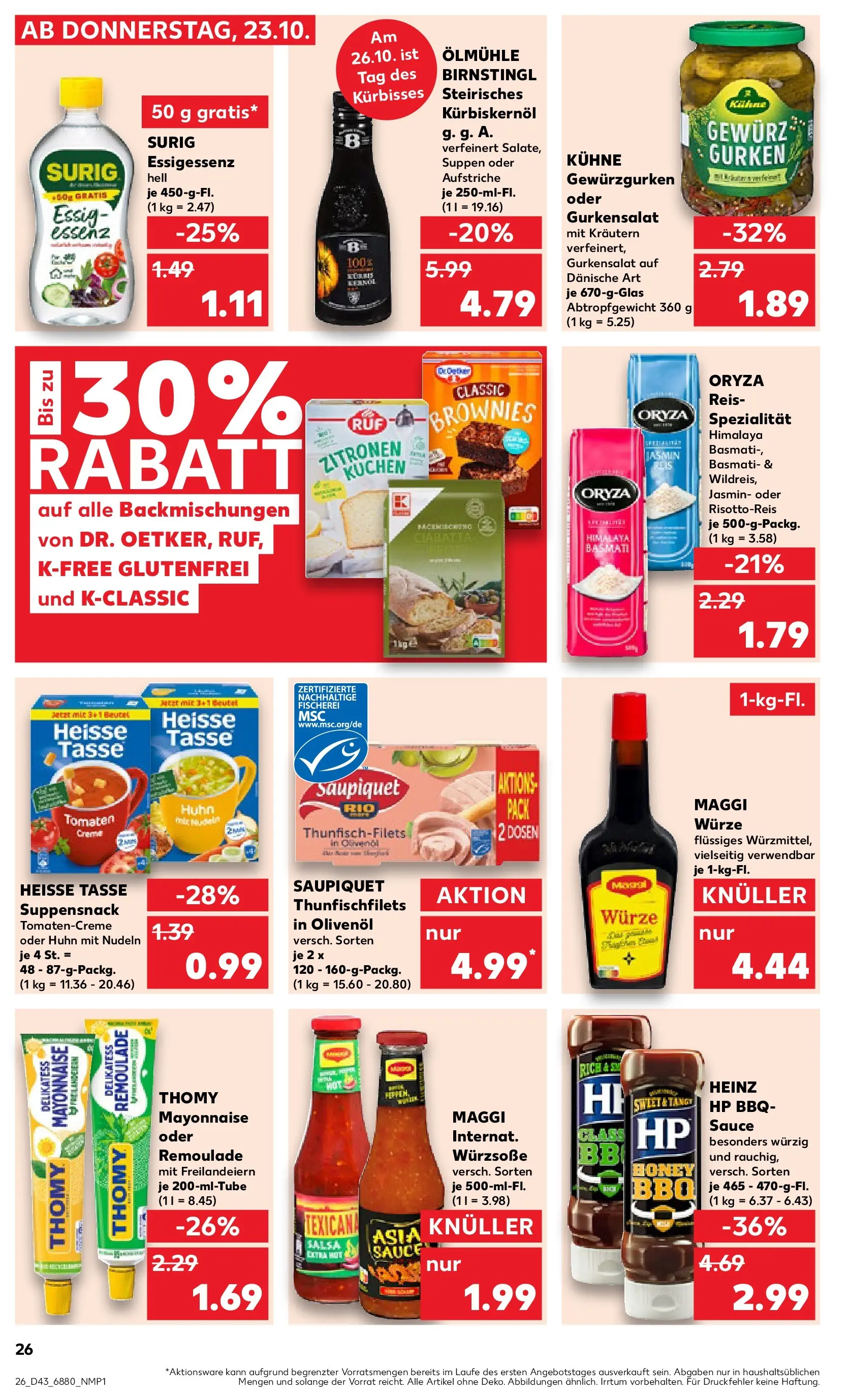 Prospekt Kaufland ab 22.10.2025 » Angebote Online zum Blättern | Seite: 26 | Produkte: Kürbiskernöl, Maggi, Mayonnaise, Kuchen