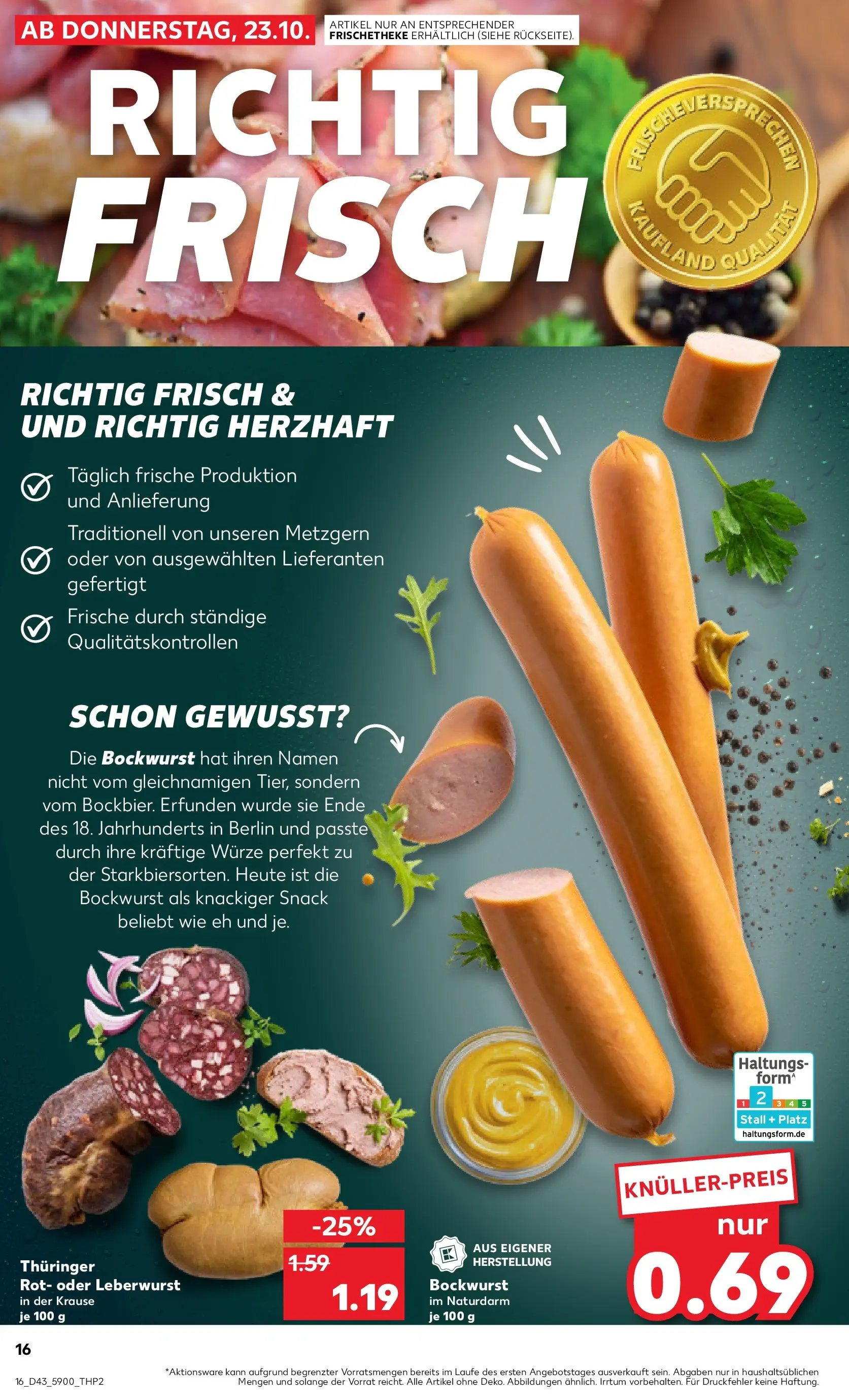Prospekt Kaufland ab 22.10.2025 » Angebote Online zum Blättern | Seite: 16 | Produkte: Bockwurst