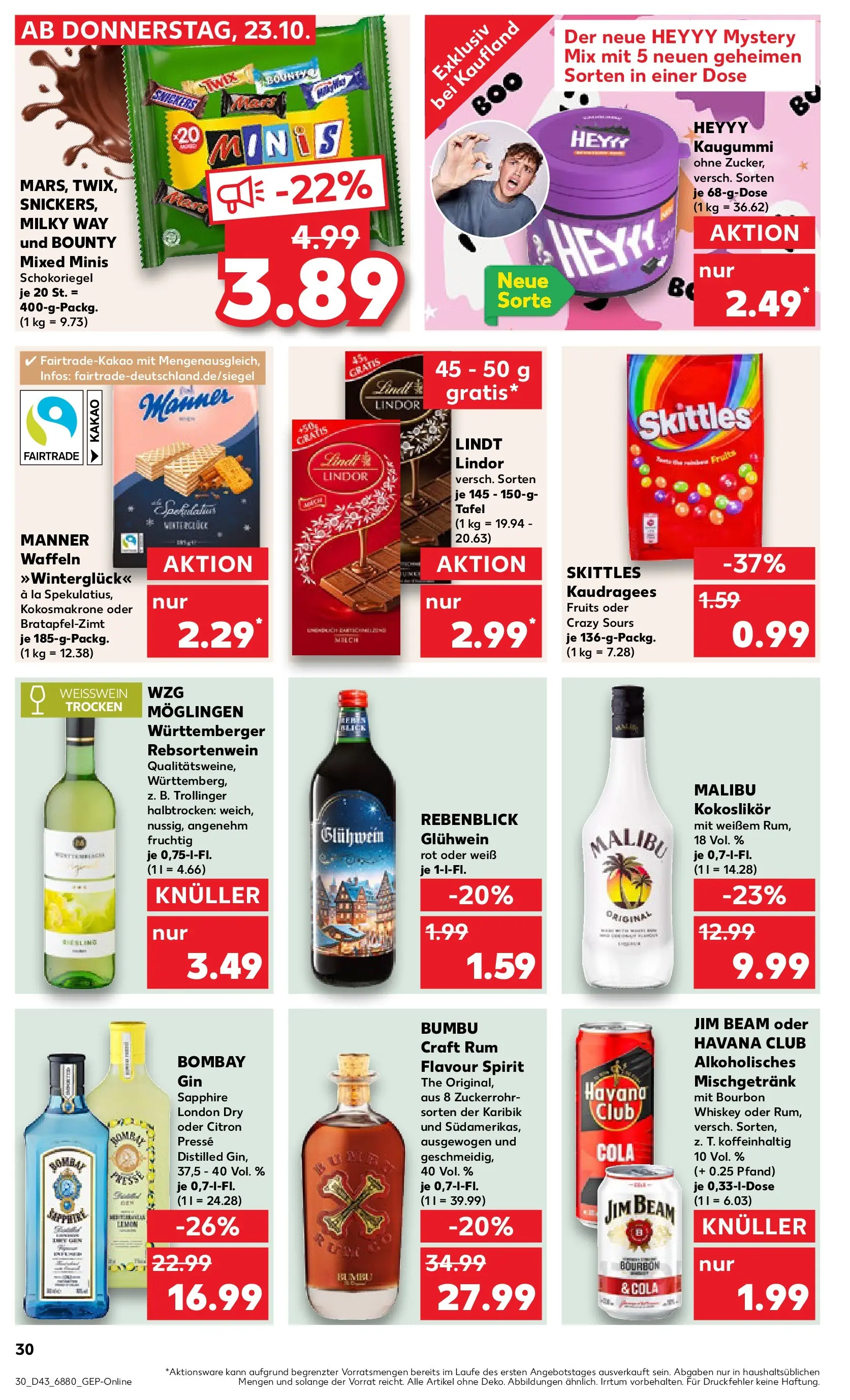Prospekt Kaufland ab 22.10.2025 » Angebote Online zum Blättern | Seite: 30 | Produkte: Cola, Snickers, Bourbon, Whiskey