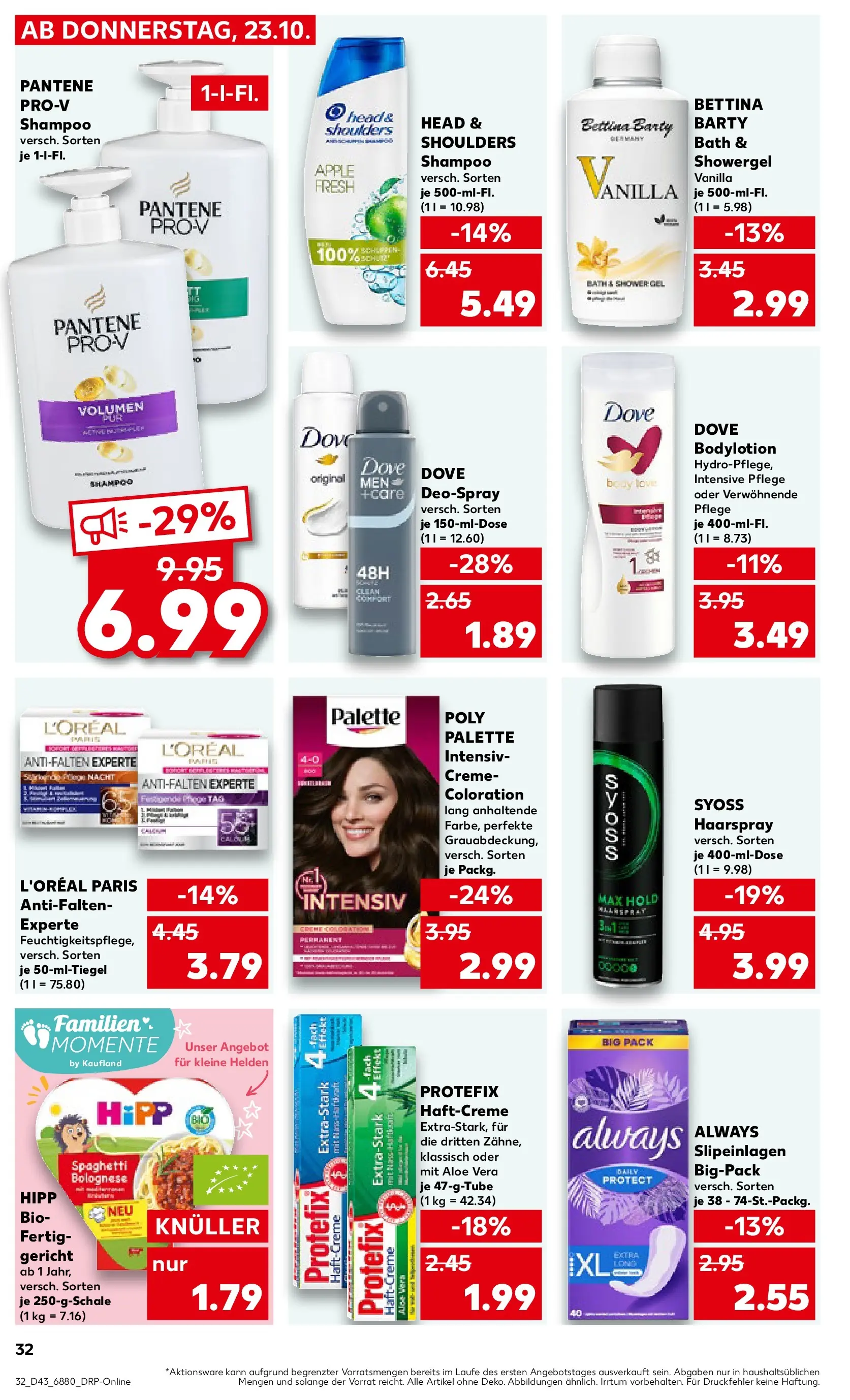 Prospekt Kaufland ab 22.10.2025 » Angebote Online zum Blättern | Seite: 32 | Produkte: Haarspray, Creme, Deodorant, Deospray