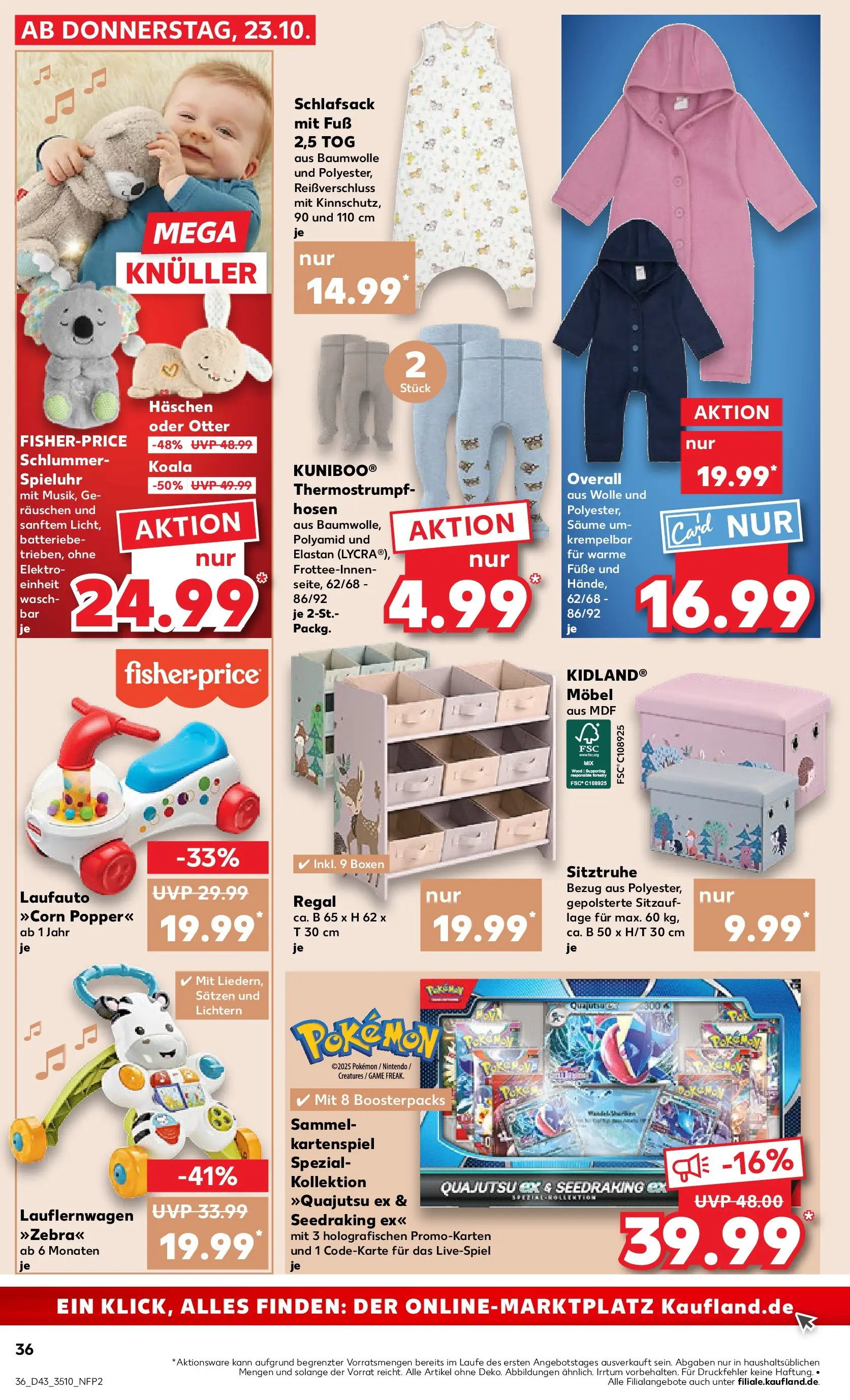Prospekt Kaufland ab 22.10.2025 » Angebote Online zum Blättern | Seite: 36 | Produkte: Jumpsuit, Regal, Schlafsack, Overall