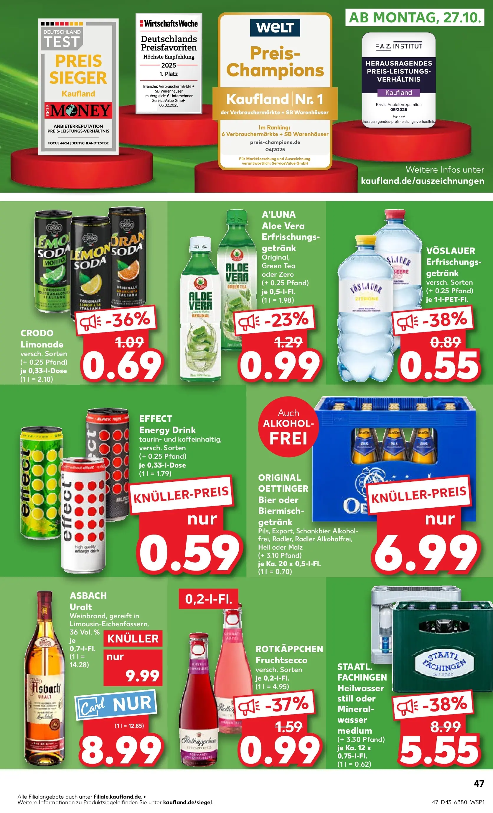 Prospekt Kaufland ab 22.10.2025 » Angebote Online zum Blättern | Seite: 47 | Produkte: Limonade, Radler, Wasser, Rotkäppchen