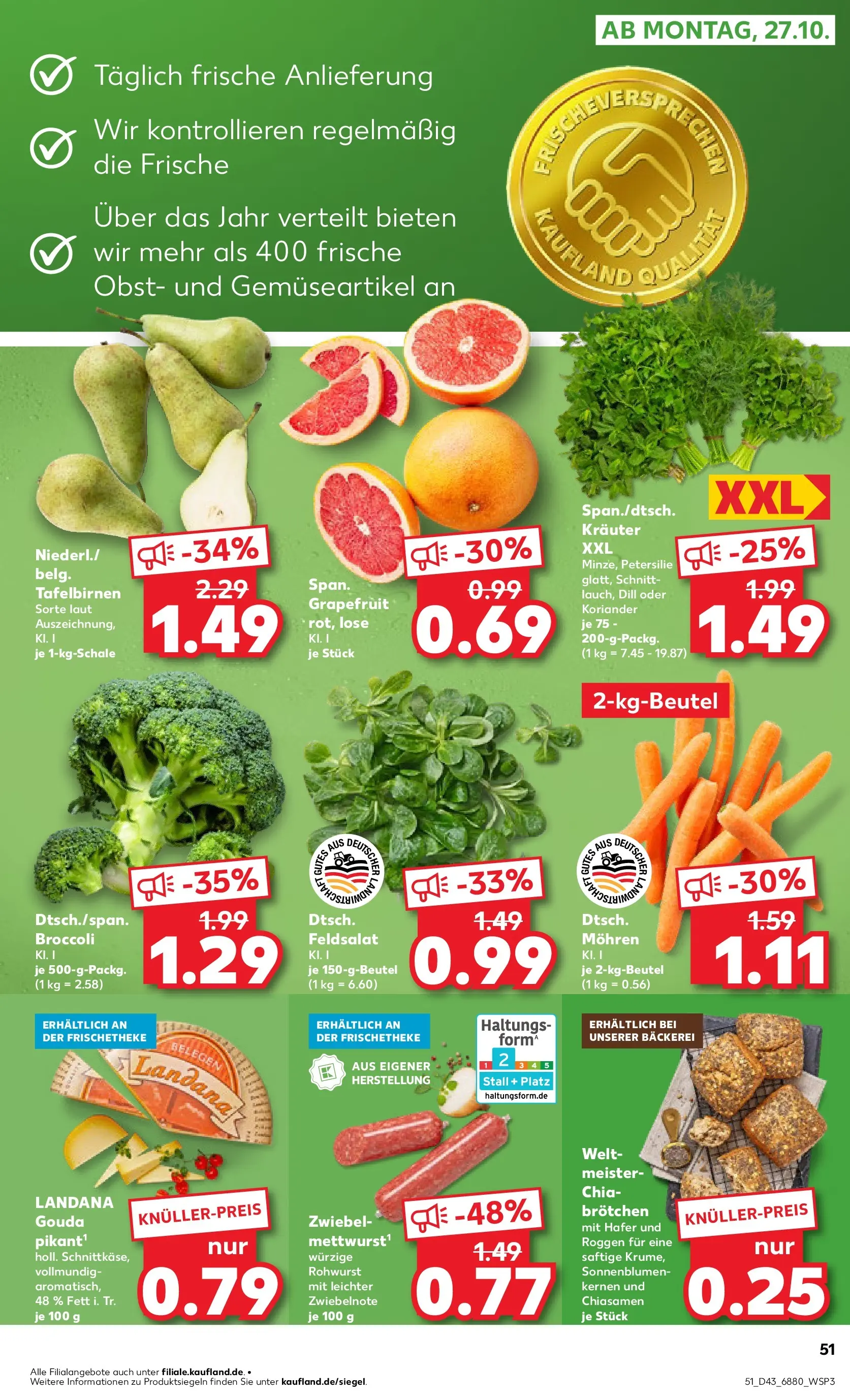 Prospekt Kaufland ab 22.10.2025 » Angebote Online zum Blättern | Seite: 51 | Produkte: Bäckerei, Mohren, Grapefruit, Obst