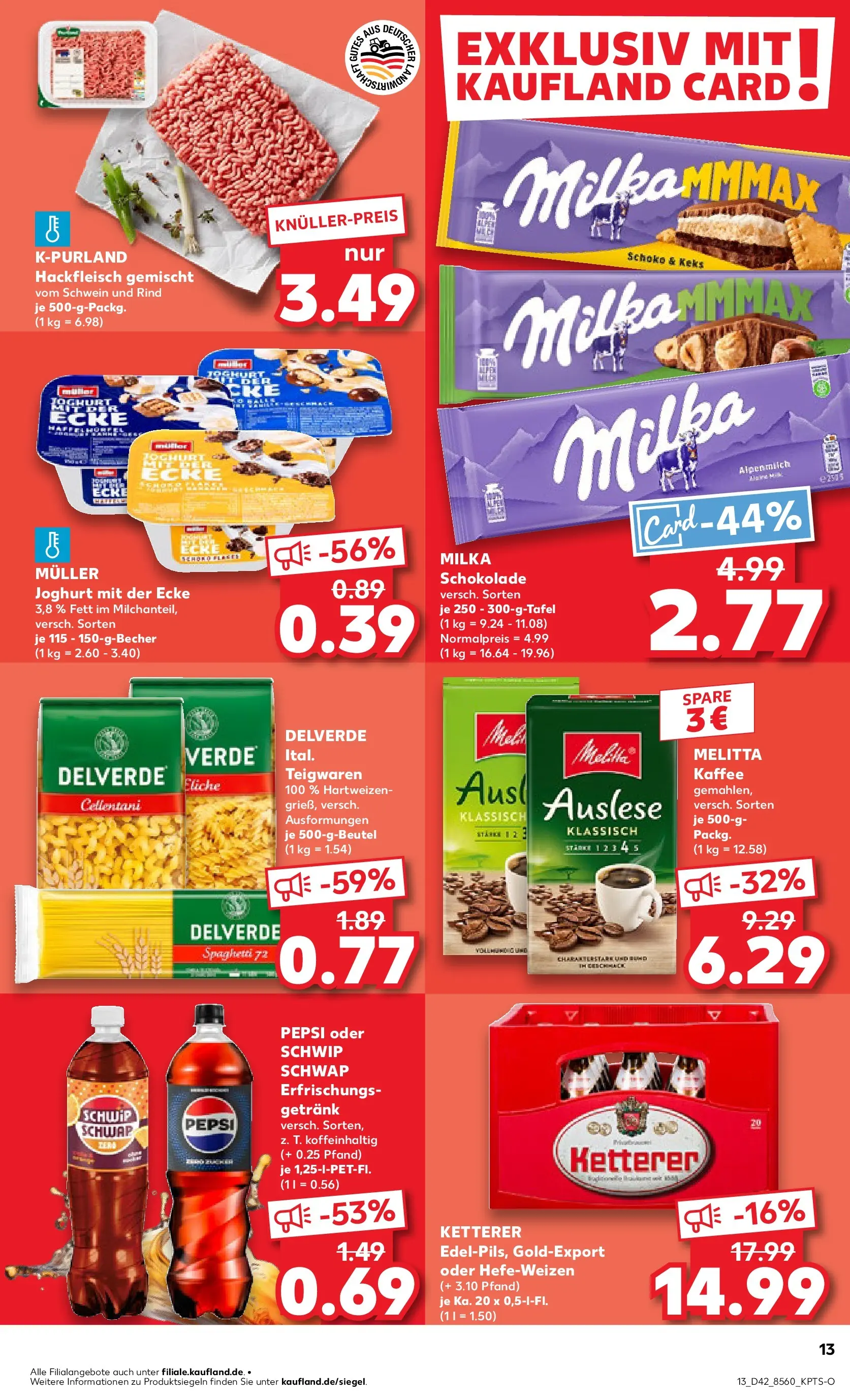 Prospekt Kaufland ab 19.10.2025 » Angebote Online zum Blättern | Seite: 13 | Produkte: Schokolade, Milka schokolade, Schwip schwap, Pepsi