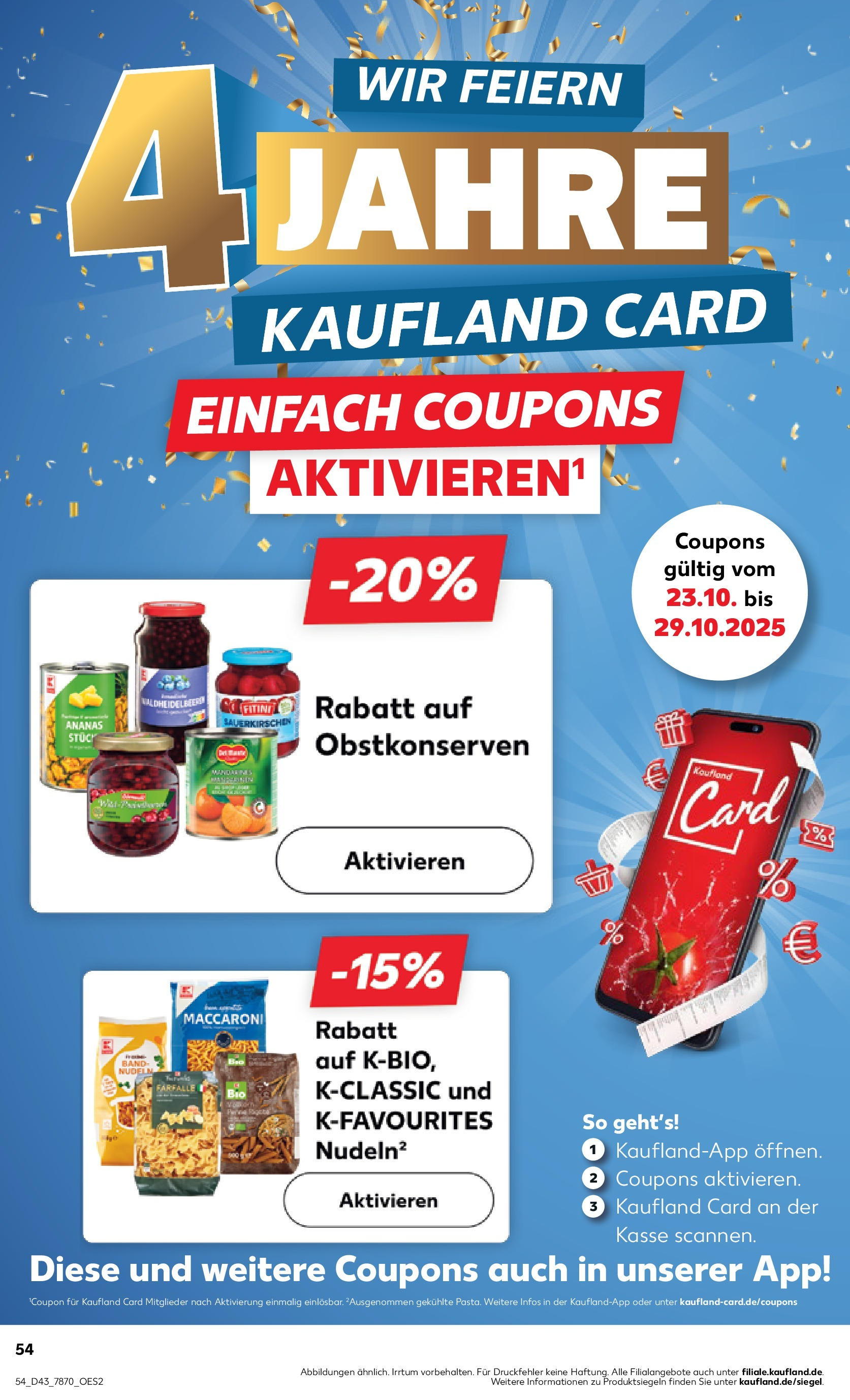Prospekt Kaufland ab 27.10.2025 » Angebote Online zum Blättern | Seite: 54 | Produkte: Mandarinen, Ananas, Pasta, Nudeln