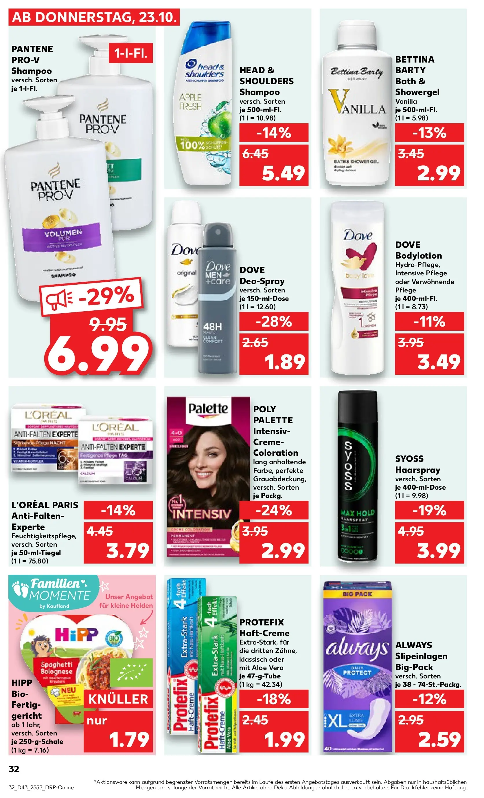 Prospekt Kaufland ab 22.10.2025 » Angebote Online zum Blättern | Seite: 32 | Produkte: Head & shoulders, Haarspray, Deodorant, Deospray