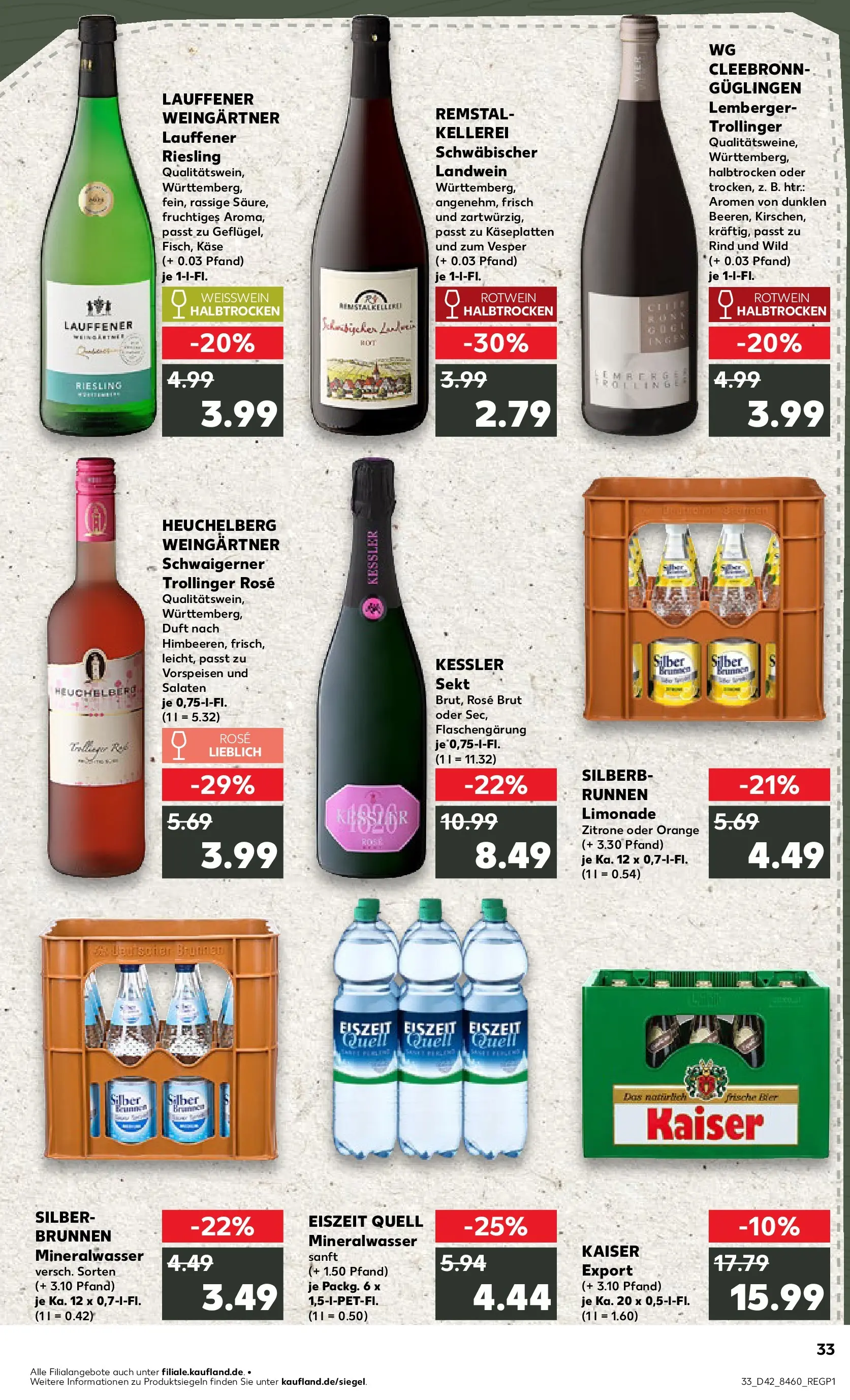 Prospekt Kaufland ab 19.10.2025 » Angebote Online zum Blättern | Seite: 33 | Produkte: Rotwein, Sekt, Weißwein halbtrocken, Zitrone