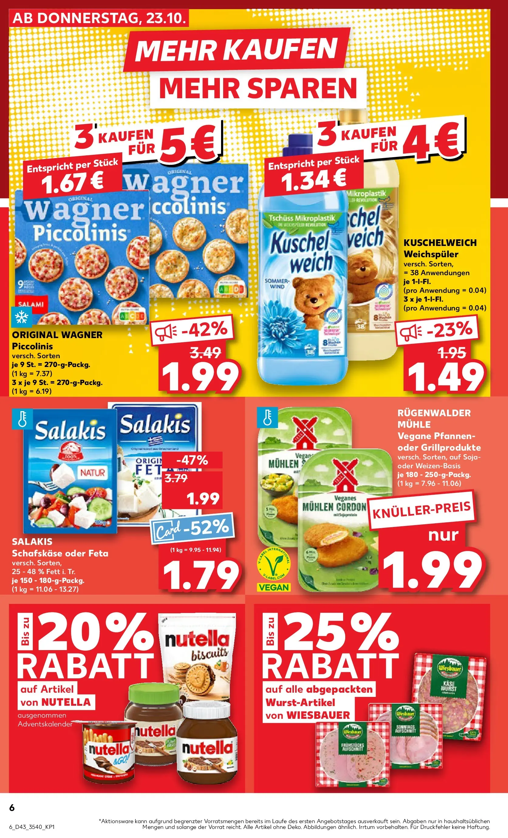 Prospekt Kaufland ab 22.10.2025 » Angebote Online zum Blättern | Seite: 6 | Produkte: Feta, Piccolinis, Salami, Schafskase