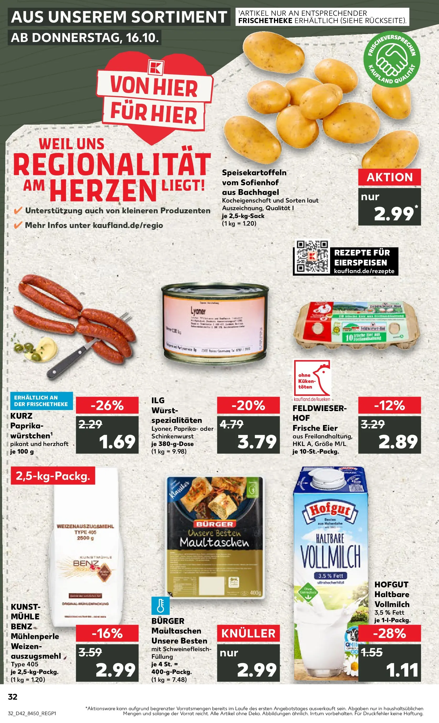 Prospekt Kaufland ab 19.10.2025 » Angebote Online zum Blättern | Seite: 32 | Produkte: Mühle, Paprika, Schweinefleisch, Maultaschen