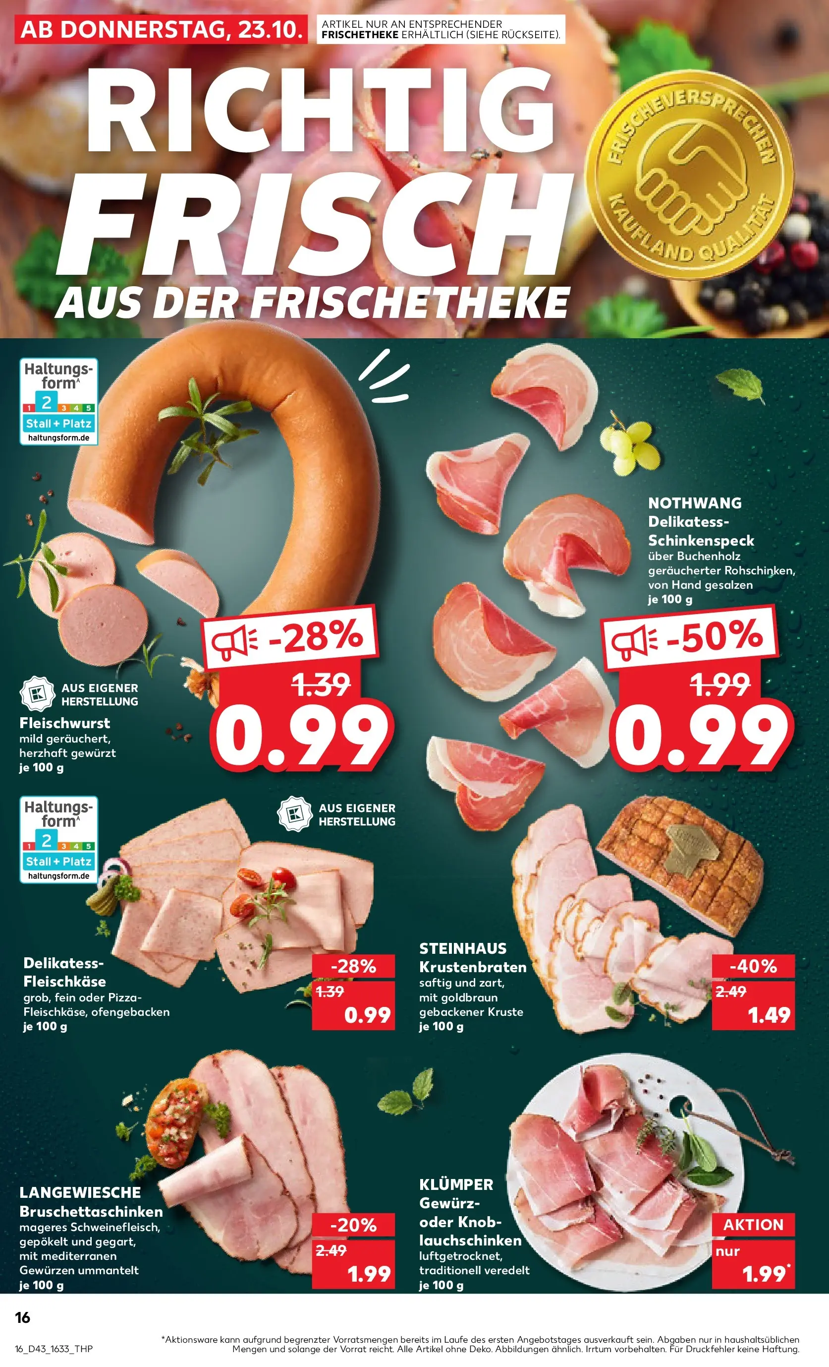 Prospekt Kaufland ab 23.10.2025 » Angebote Online zum Blättern | Seite: 16 | Produkte: Krustenbraten, Pizza