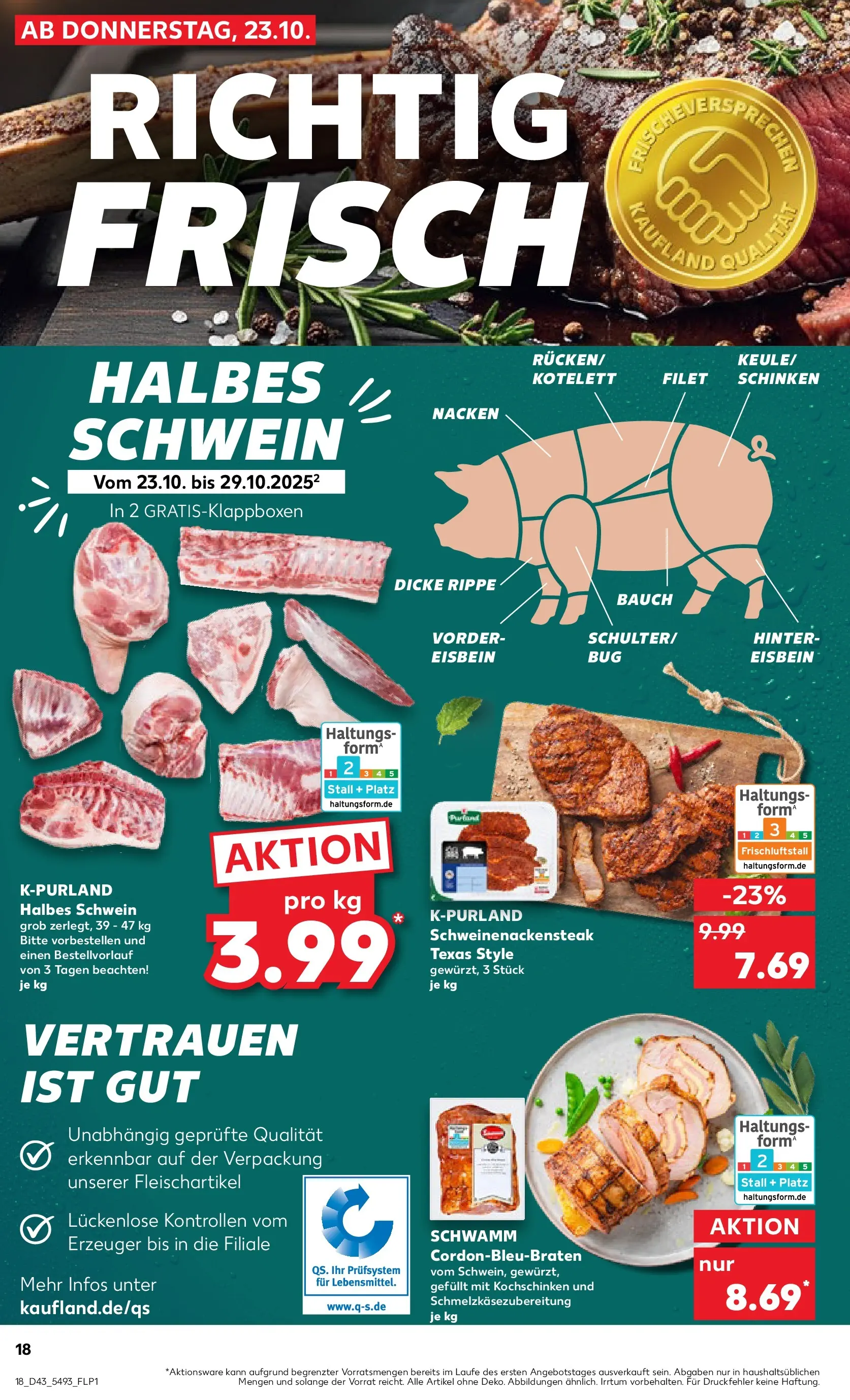 Prospekt Kaufland ab 22.10.2025 » Angebote Online zum Blättern | Seite: 18 | Produkte: Schinken, Steak