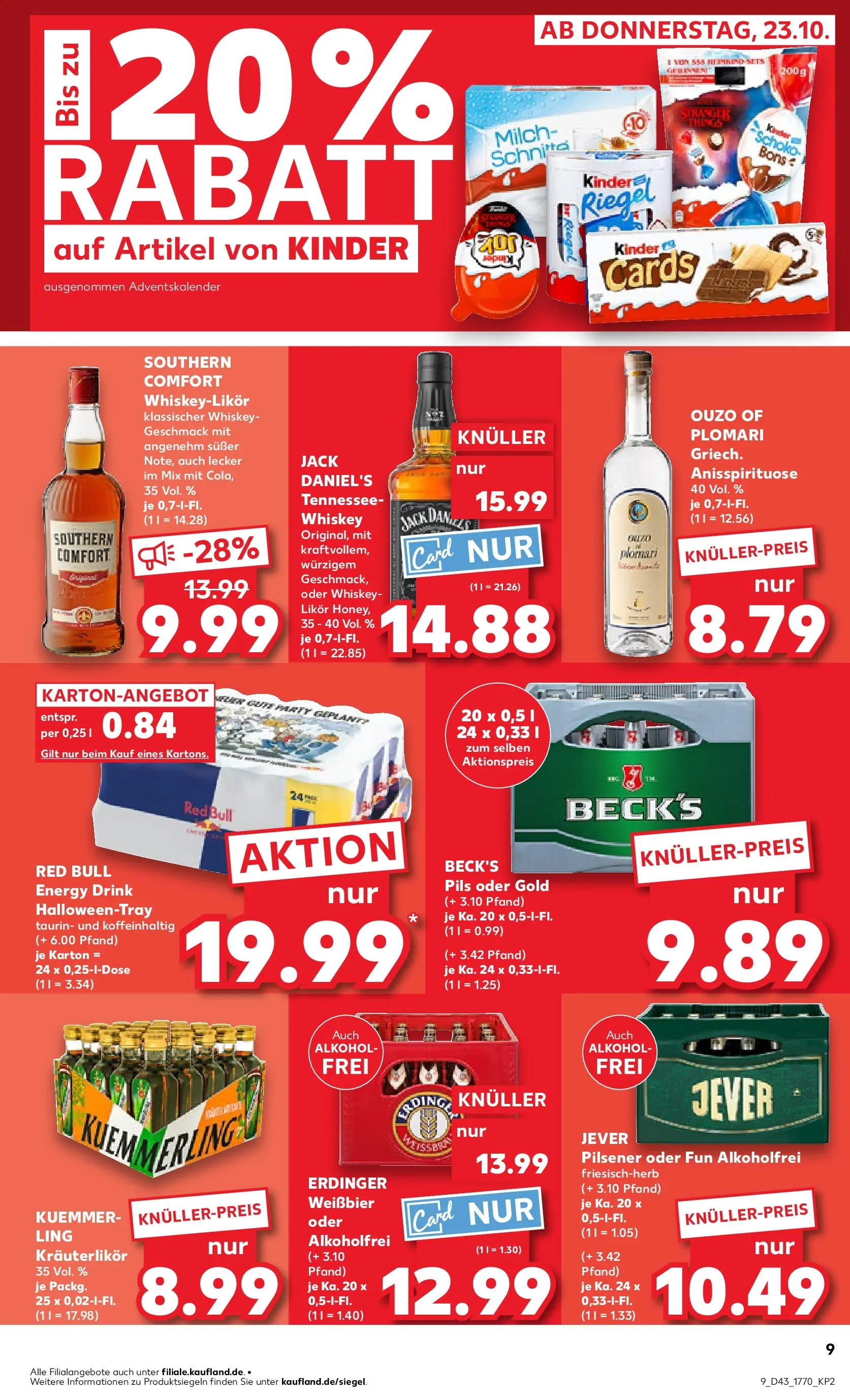 Prospekt Kaufland ab 22.10.2025 » Angebote Online zum Blättern | Seite: 9 | Produkte: Red bull, Pils, Kuemmerling, Jever