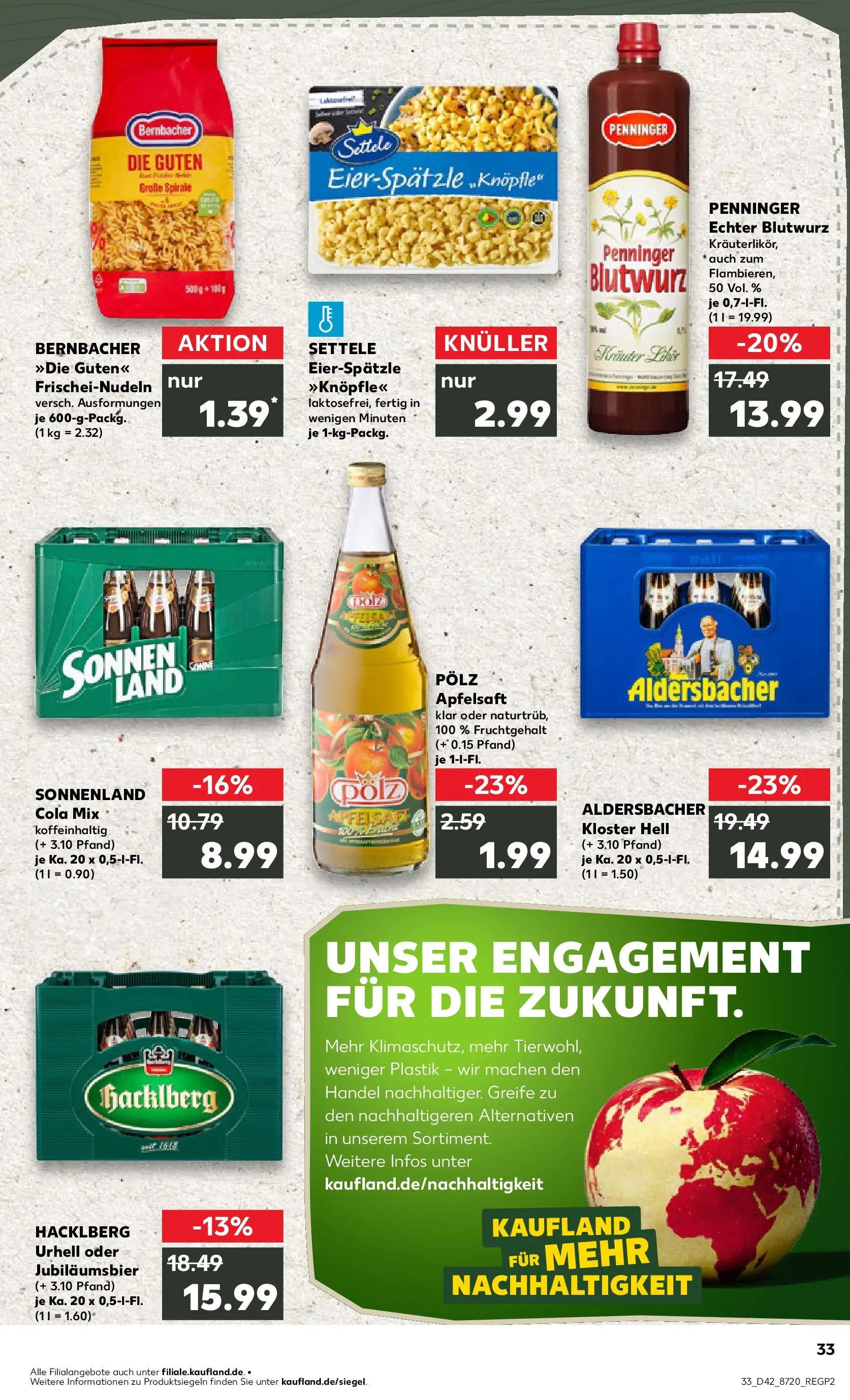 Prospekt Kaufland ab 19.10.2025 » Angebote Online zum Blättern | Seite: 33 | Produkte: Cola, Apfelsaft, Apple, Pasta