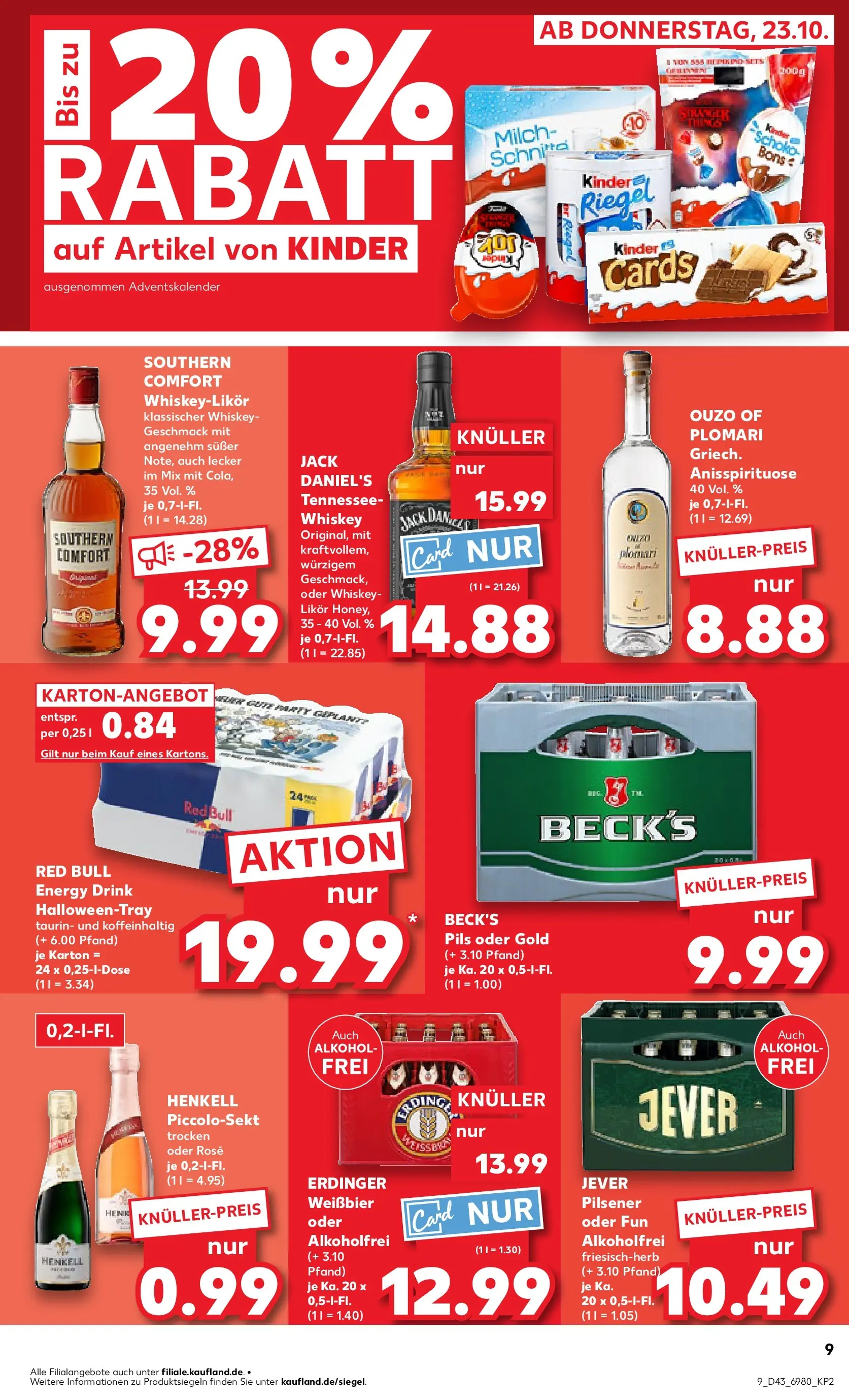 Prospekt Kaufland ab 22.10.2025 » Angebote Online zum Blättern | Seite: 9 | Produkte: Energy, Jack Daniel's, Southern comfort, Whiskey
