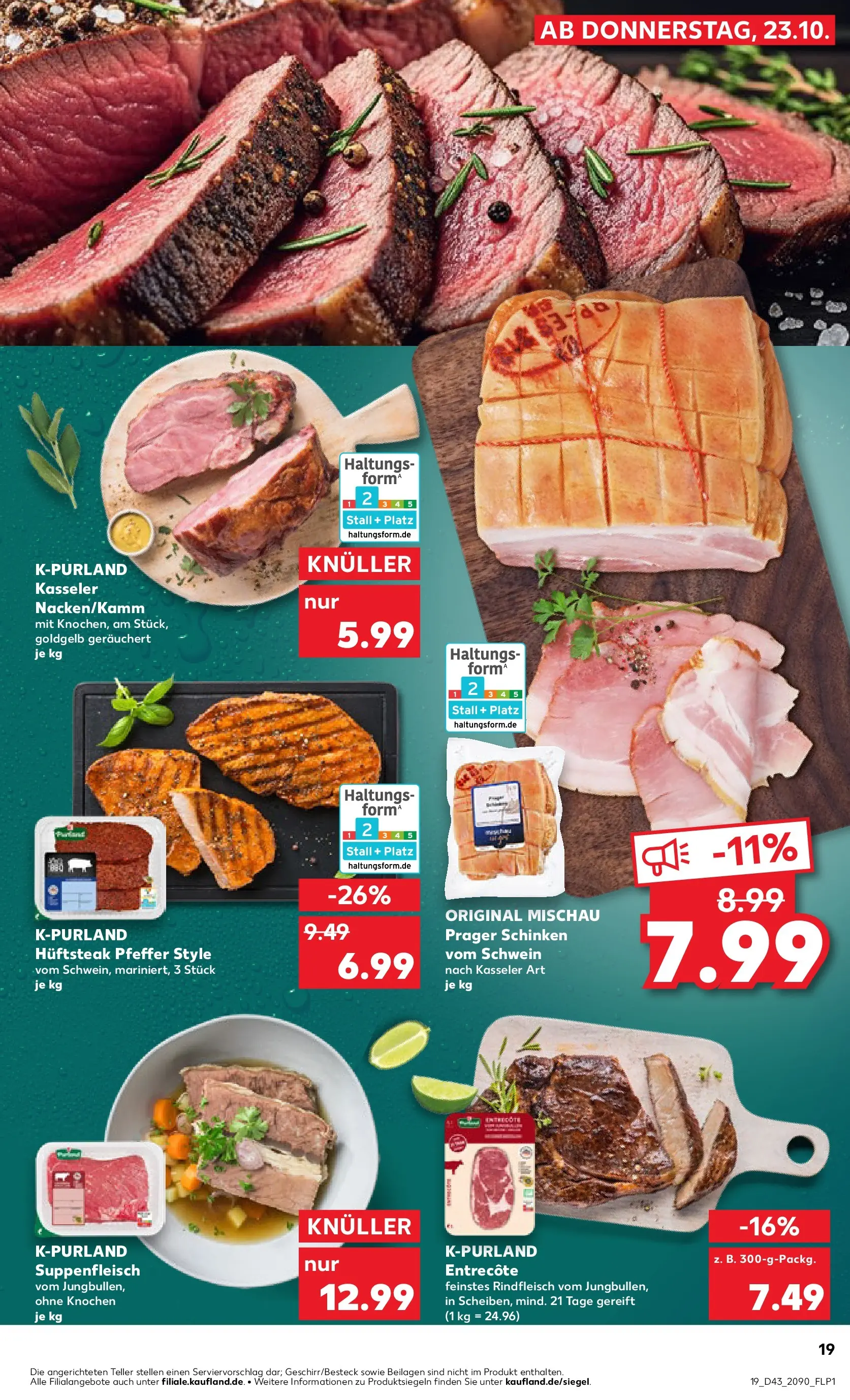 Prospekt Kaufland ab 22.10.2025 » Angebote Online zum Blättern | Seite: 19 | Produkte: Entrecote, Suppenfleisch, Rindfleisch, Steak