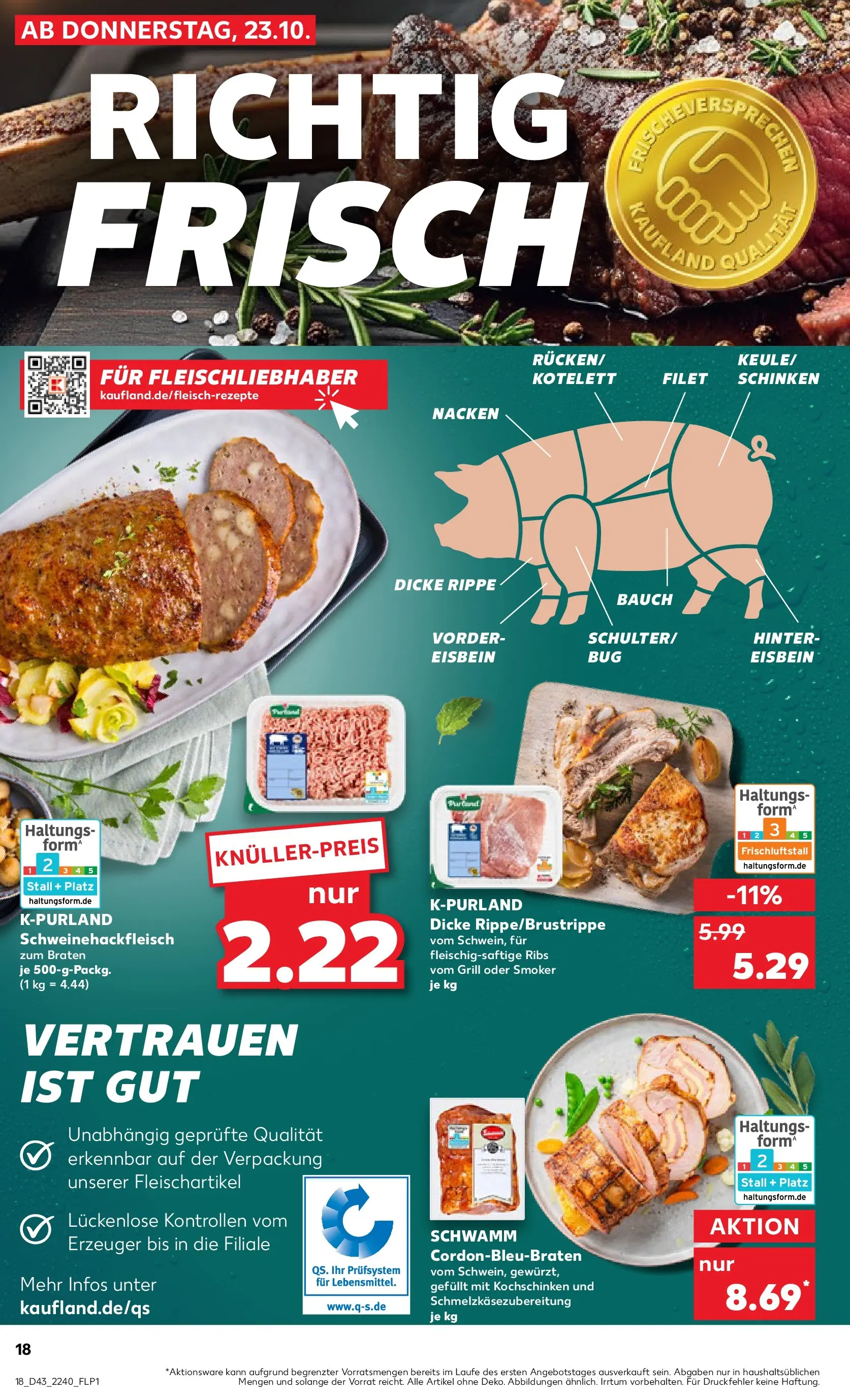 Prospekt Kaufland ab 22.10.2025 » Angebote Online zum Blättern | Seite: 18 | Produkte: Grill, Schinken