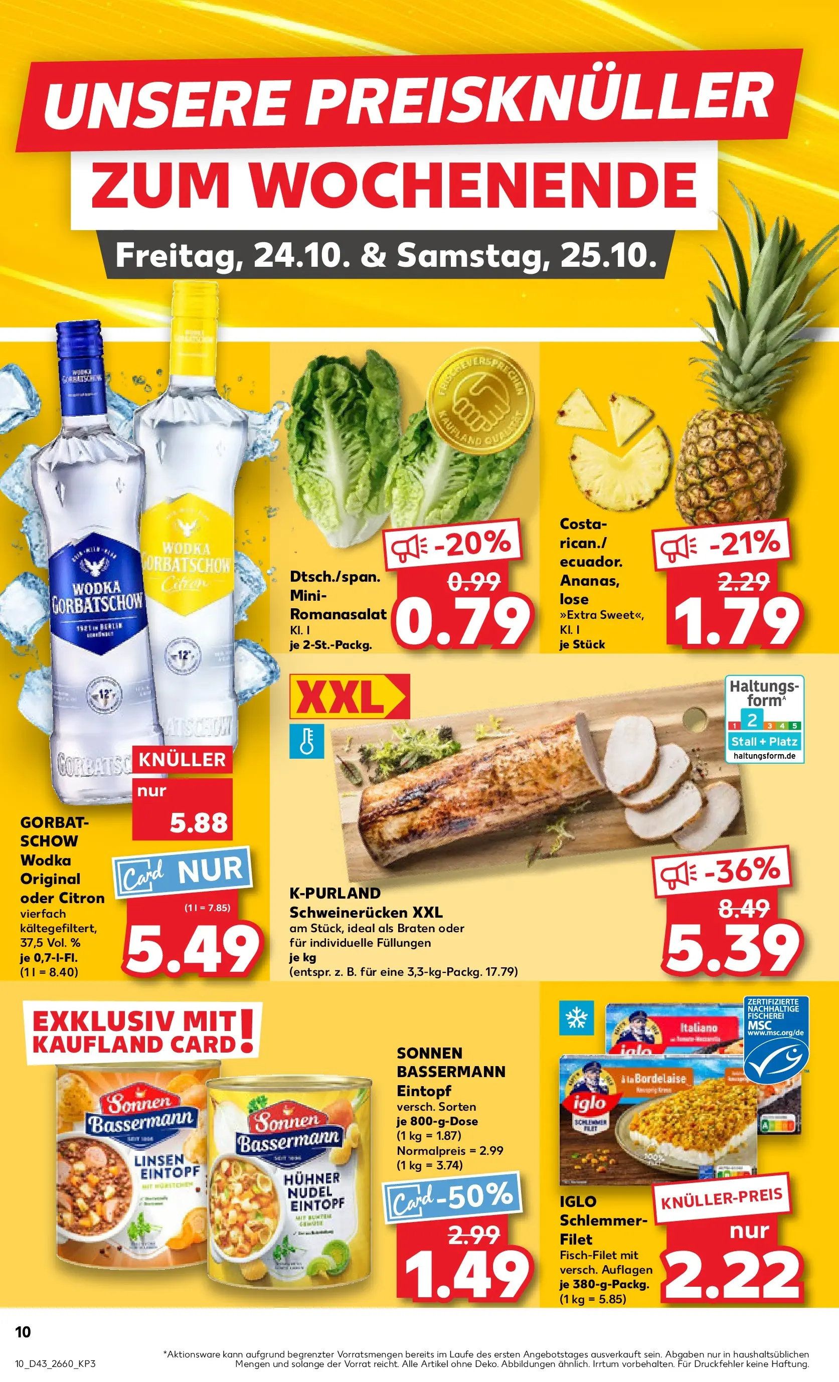 Prospekt Kaufland ab 22.10.2025 » Angebote Online zum Blättern | Seite: 10 | Produkte: Iglo, Schweinerucken, Vodka, Wodka