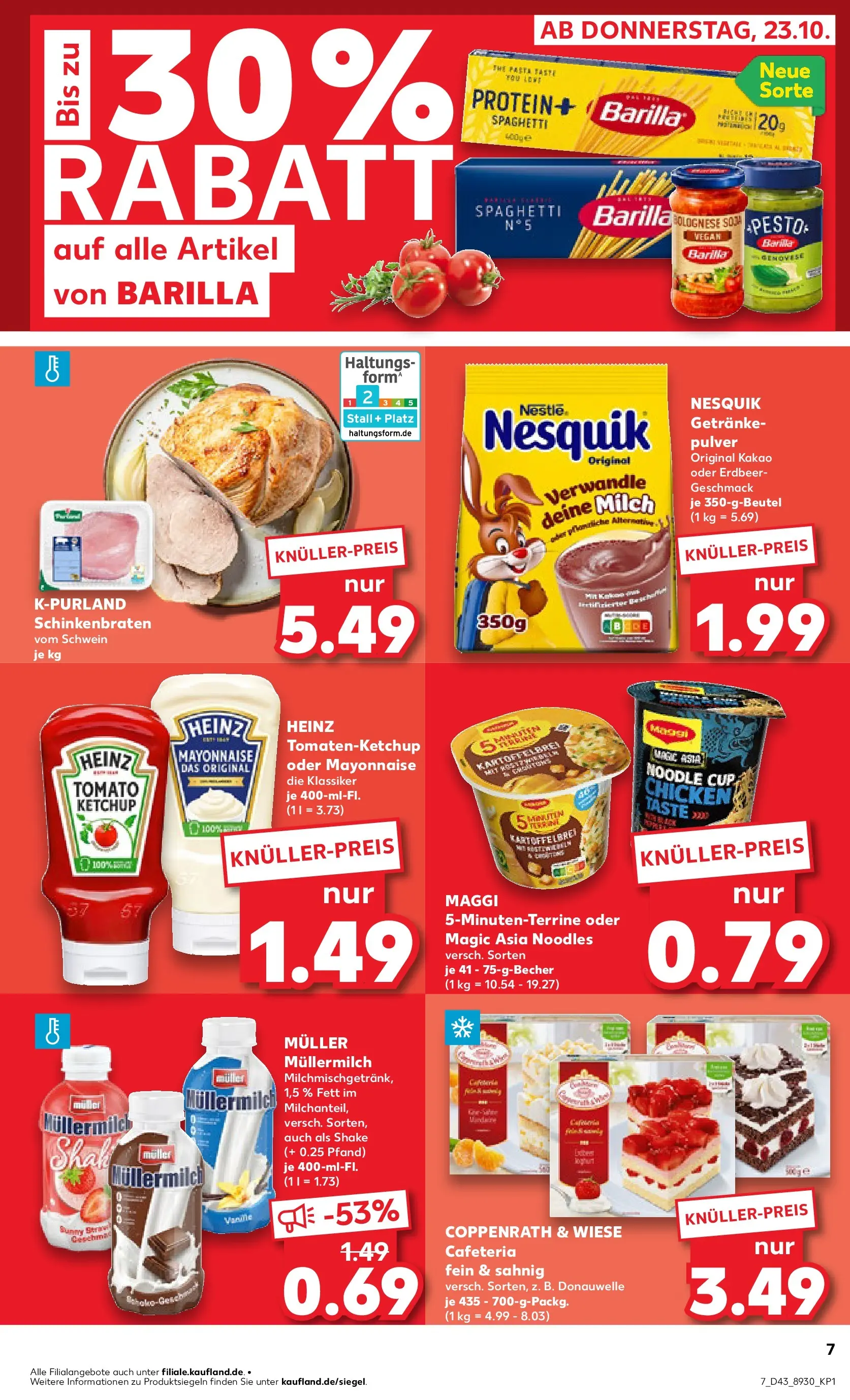 Prospekt Kaufland ab 22.10.2025 » Angebote Online zum Blättern | Seite: 7 | Produkte: Milch, Mayonnaise, Pasta, Ketchup