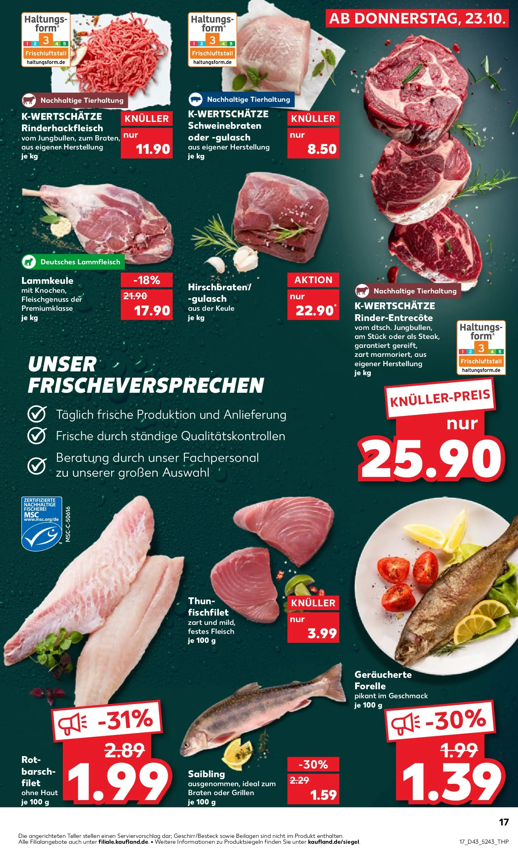 Prospekt Kaufland ab 22.10.2025 » Angebote Online zum Blättern | Seite: 17 | Produkte: Lammkeule, Gulasch, Fleisch
