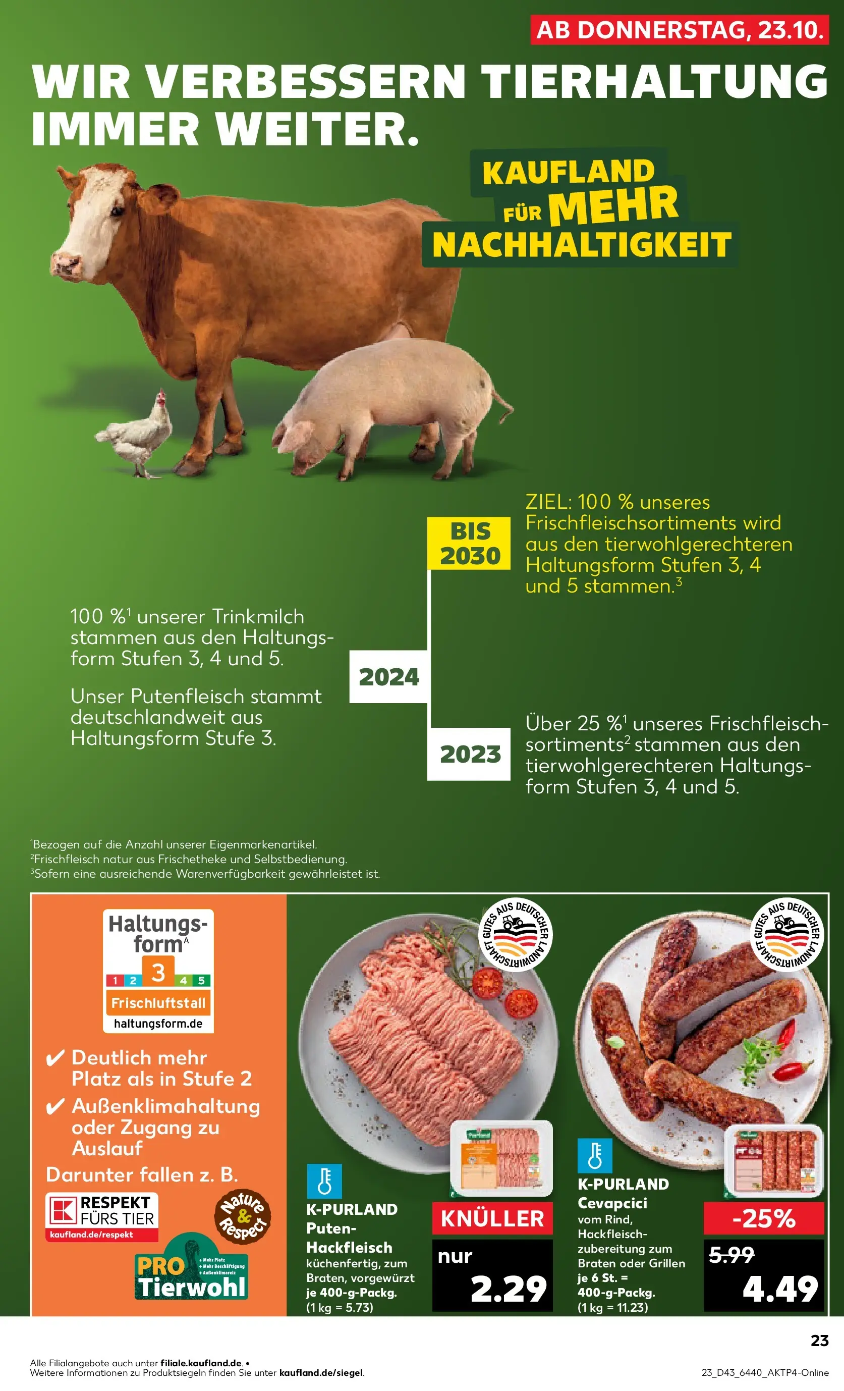 Prospekt Kaufland ab 22.10.2025 » Angebote Online zum Blättern | Seite: 23 | Produkte: Cevapcici, Hackfleisch