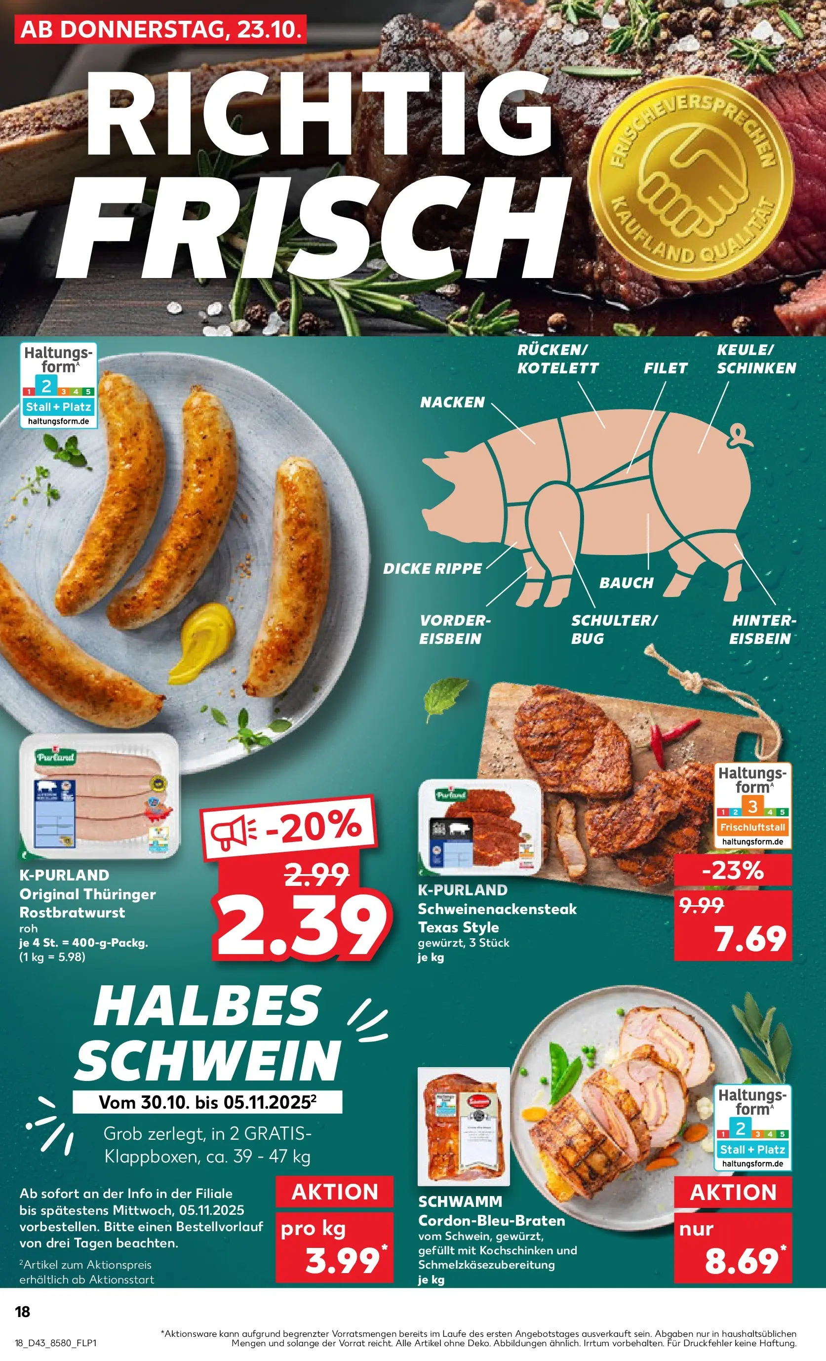 Prospekt Kaufland ab 22.10.2025 » Angebote Online zum Blättern | Seite: 18 | Produkte: Schinken, Steak