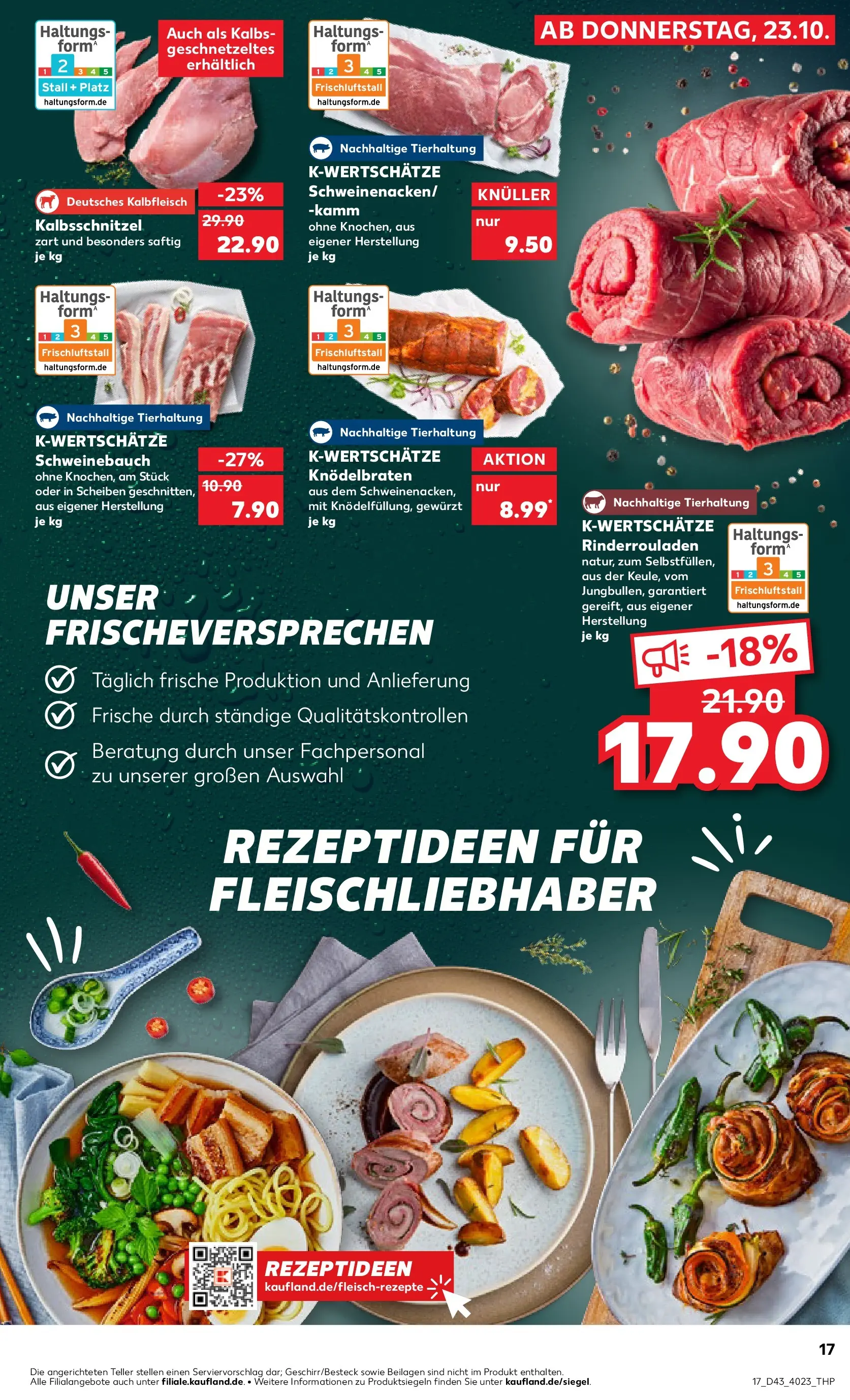 Prospekt Kaufland ab 22.10.2025 » Angebote Online zum Blättern | Seite: 17 | Produkte: Rinderrouladen, Schweinebauch