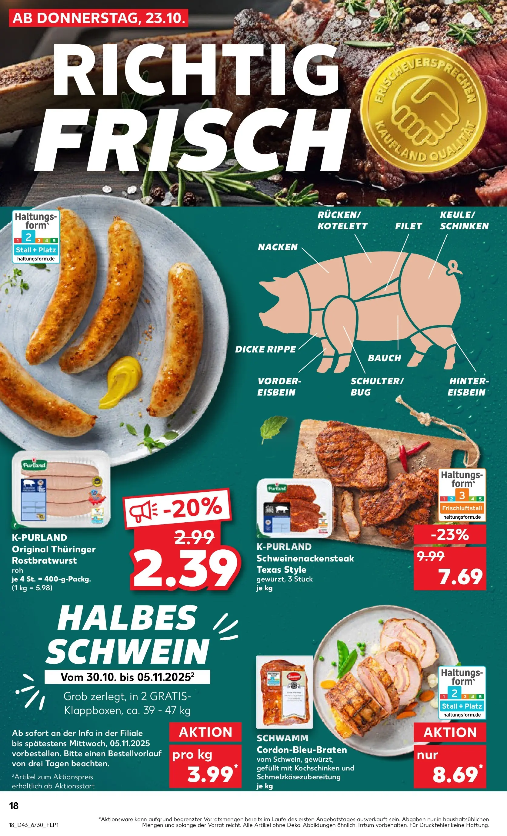 Prospekt Kaufland ab 22.10.2025 » Angebote Online zum Blättern | Seite: 18 | Produkte: Schinken, Steak
