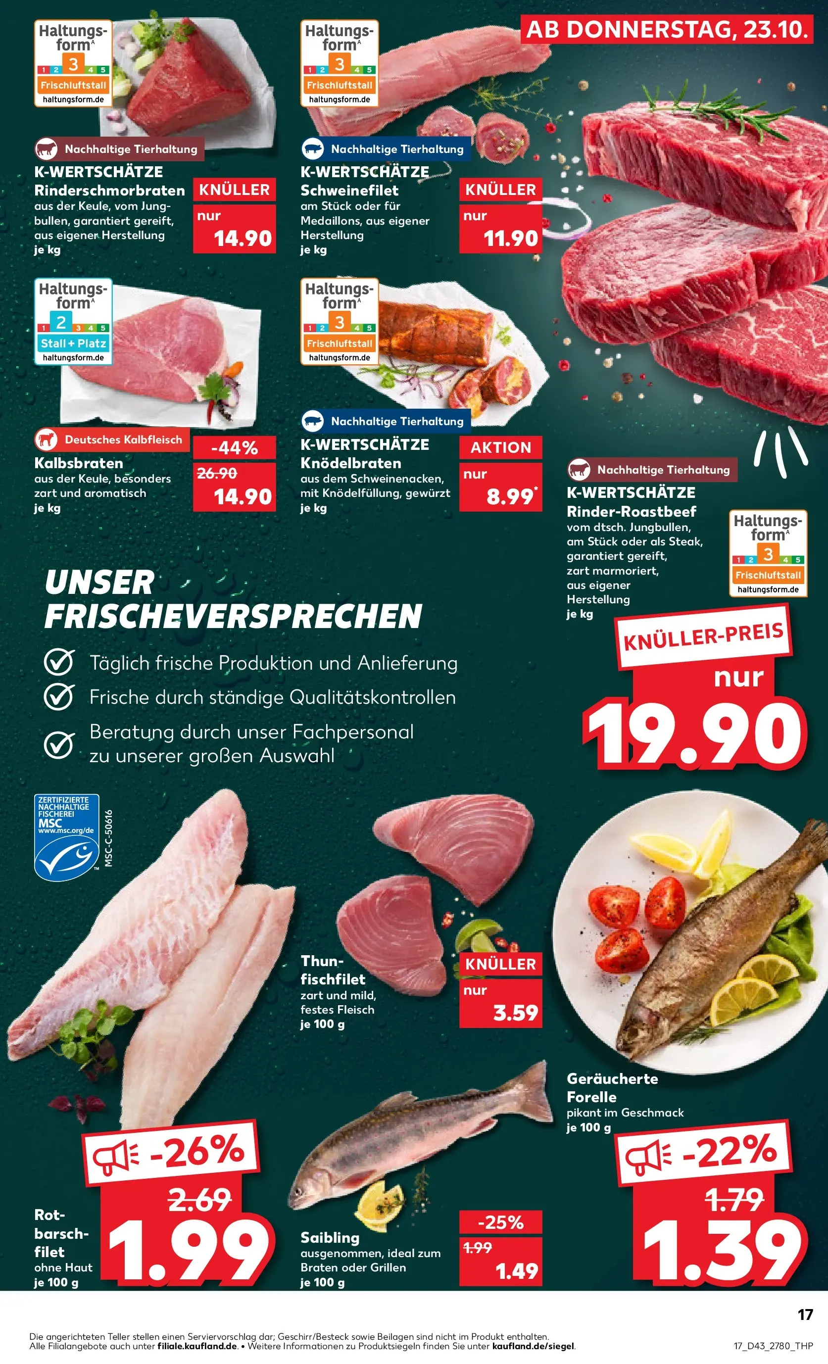 Prospekt Kaufland ab 23.10.2025 » Angebote Online zum Blättern | Seite: 17 | Produkte: Schweinefilet, Fleisch