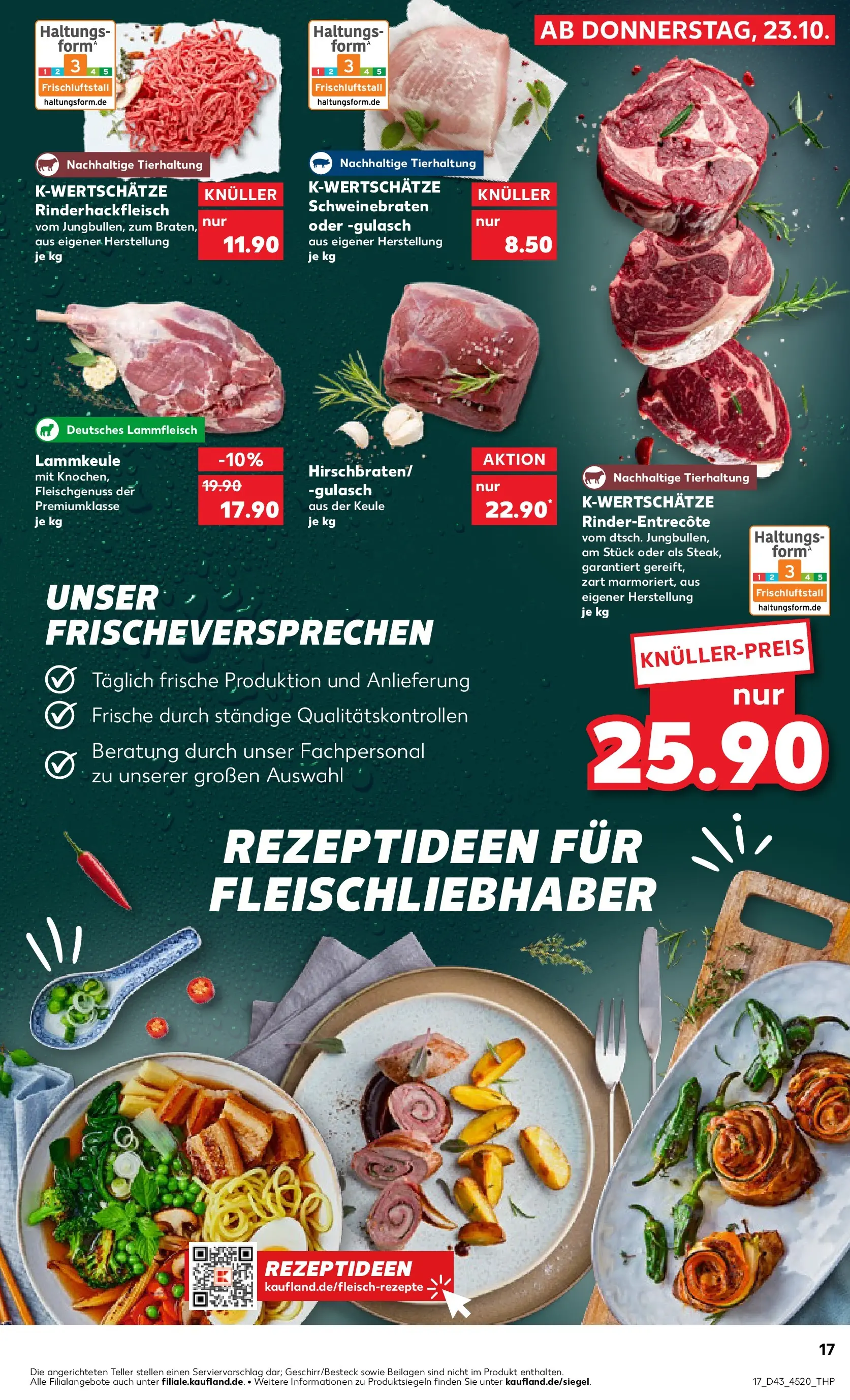 Prospekt Kaufland ab 22.10.2025 » Angebote Online zum Blättern | Seite: 17 | Produkte: Lammkeule, Entrecote, Gulasch