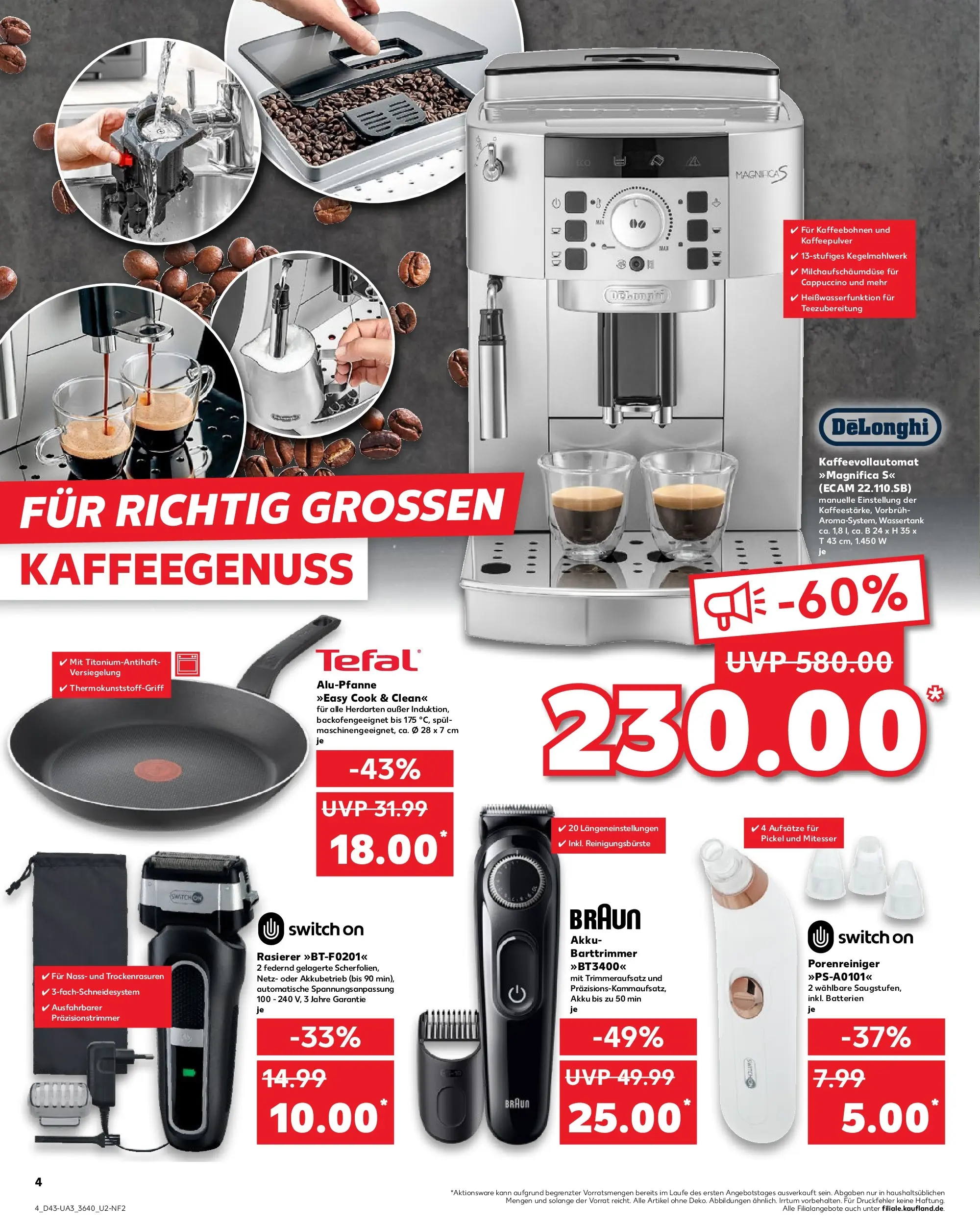 Prospekt Kaufland ab 23.10.2025 » Angebote und Werbung Online | Seite: 4 | Produkte: Rasierer, Batterien, Kaffeevollautomat Prospekt Kaufland ab 23.10.2025 » Angebote Online zum Blättern | Seite: 4 | Produkte: Rasierer, Batterien, Kaffeevollautomat