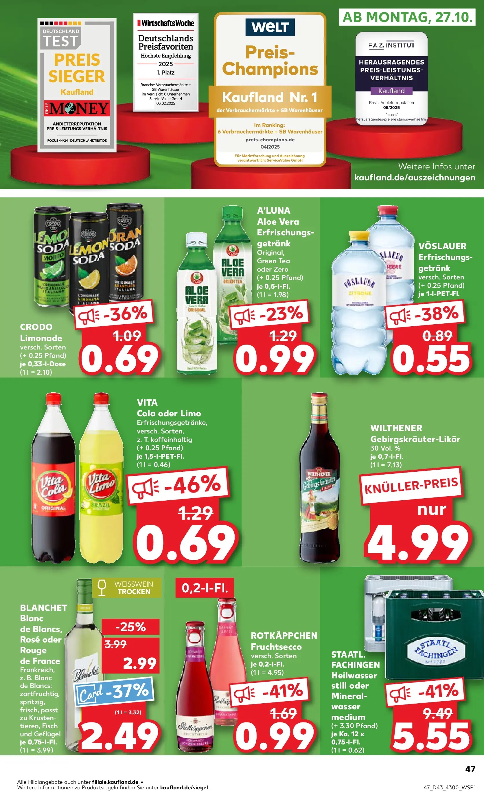 Prospekt Kaufland ab 22.10.2025 » Angebote Online zum Blättern | Seite: 47 | Produkte: Cola, Weißwein trocken, Vita cola, Rotkäppchen