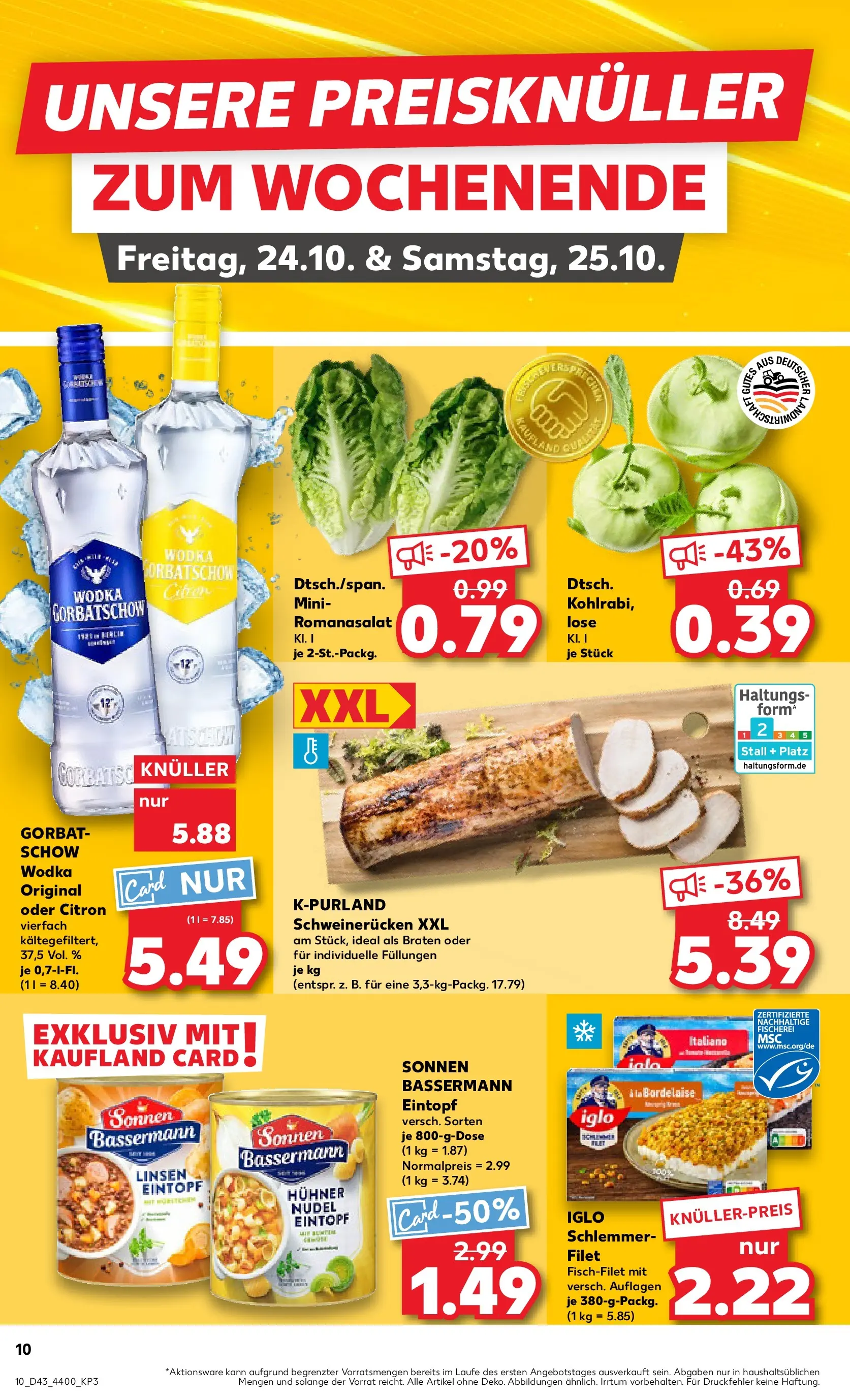 Prospekt Kaufland ab 22.10.2025 » Angebote Online zum Blättern | Seite: 10 | Produkte: Iglo, Kohlrabi, Schweinerucken, Vodka