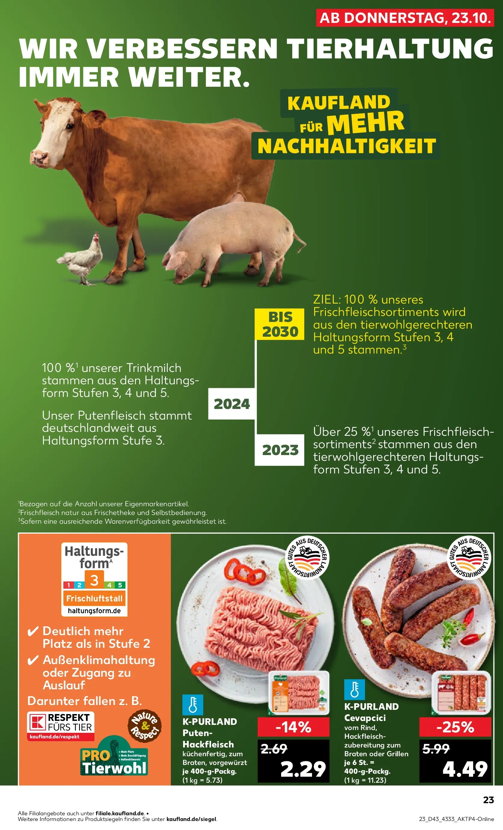 Prospekt Kaufland ab 23.10.2025 » Angebote Online zum Blättern | Seite: 23 | Produkte: Cevapcici, Hackfleisch