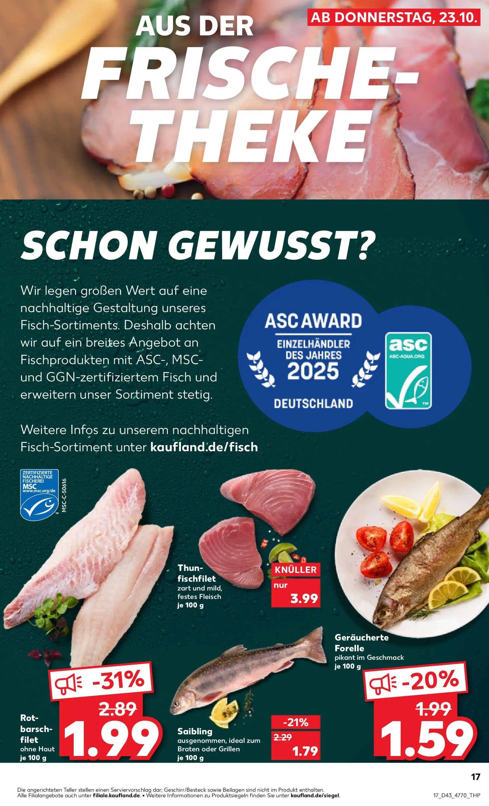 Prospekt Kaufland ab 22.10.2025 » Angebote Online zum Blättern | Seite: 17 | Produkte: Theke, Fisch, Fleisch