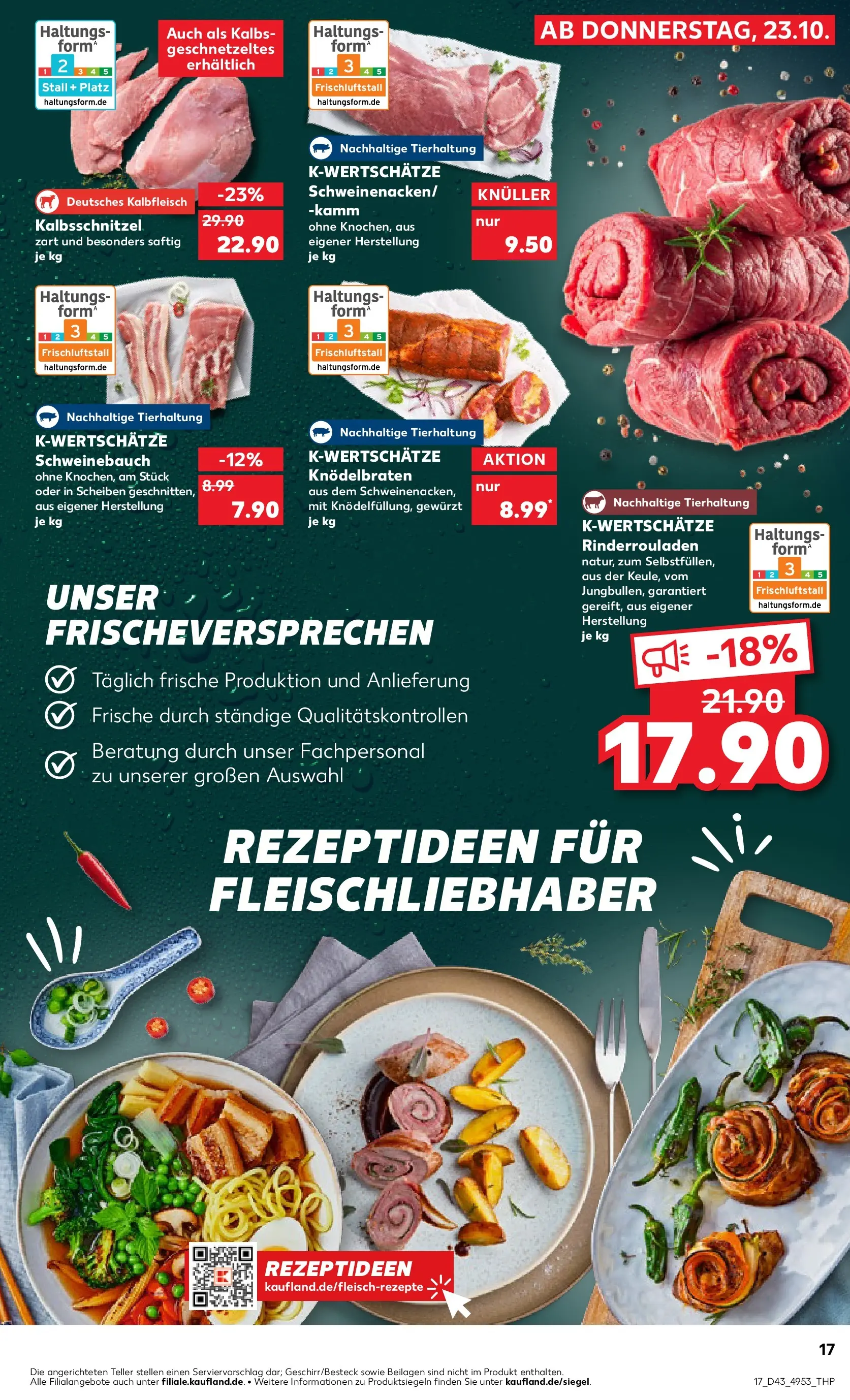 Prospekt Kaufland ab 22.10.2025 » Angebote Online zum Blättern | Seite: 17 | Produkte: Rinderrouladen, Schweinebauch