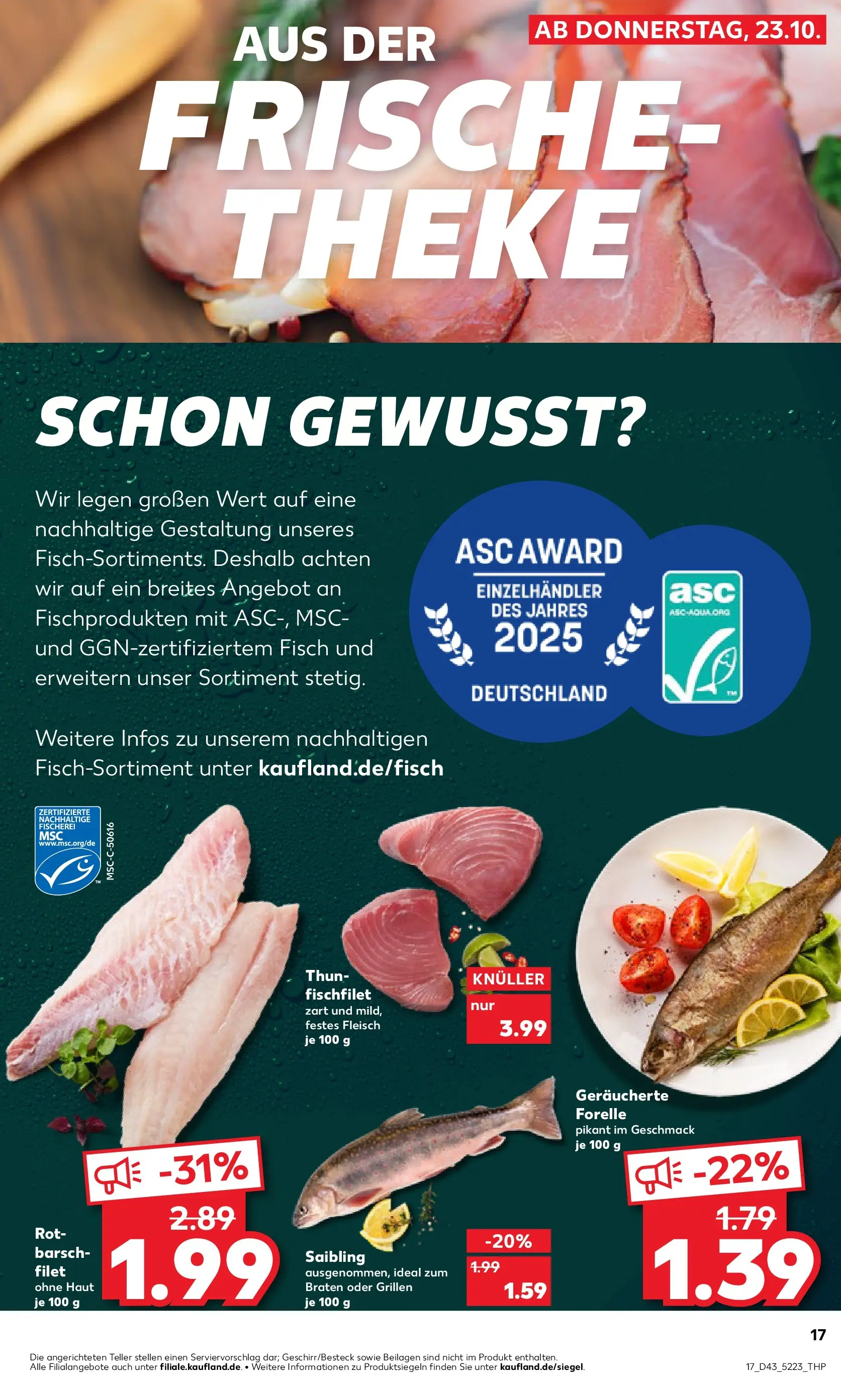 Prospekt Kaufland ab 22.10.2025 » Angebote Online zum Blättern | Seite: 17 | Produkte: Theke, Fisch, Fleisch