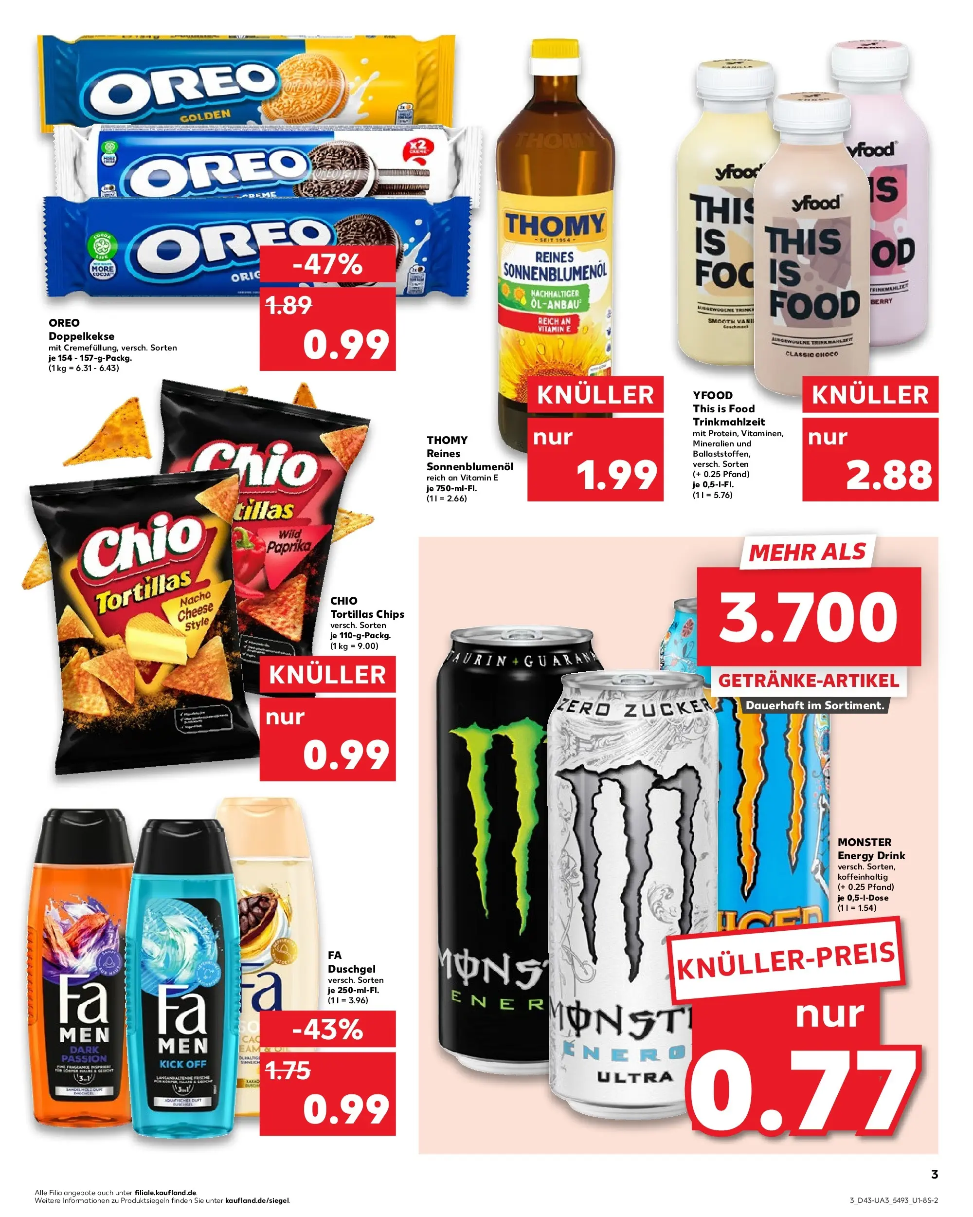 Prospekt Kaufland ab 23.10.2025 » Angebote und Werbung Online | Seite: 3 | Produkte: Duschgel, YFood, Monster, Chio tortillas Prospekt Kaufland ab 23.10.2025 » Angebote Online zum Blättern | Seite: 3 | Produkte: Duschgel, YFood, Monster, Chio tortillas