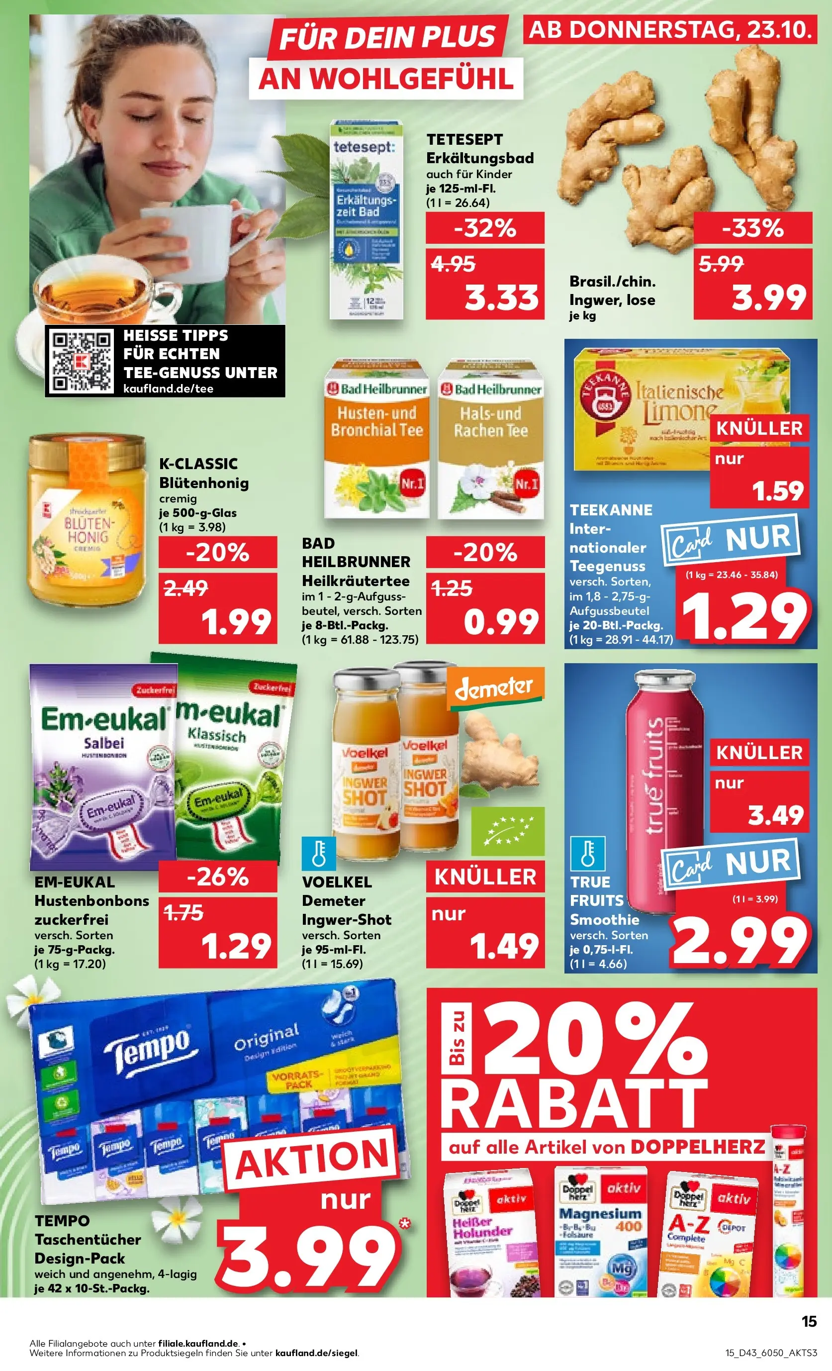 Prospekt Kaufland ab 23.10.2025 » Angebote und Werbung Online | Seite: 23 | Produkte: Bad, Tempo, Teekanne, Tee Prospekt Kaufland ab 23.10.2025 » Angebote Online zum Blättern | Seite: 23 | Produkte: Bad, Tempo, Teekanne, Tee