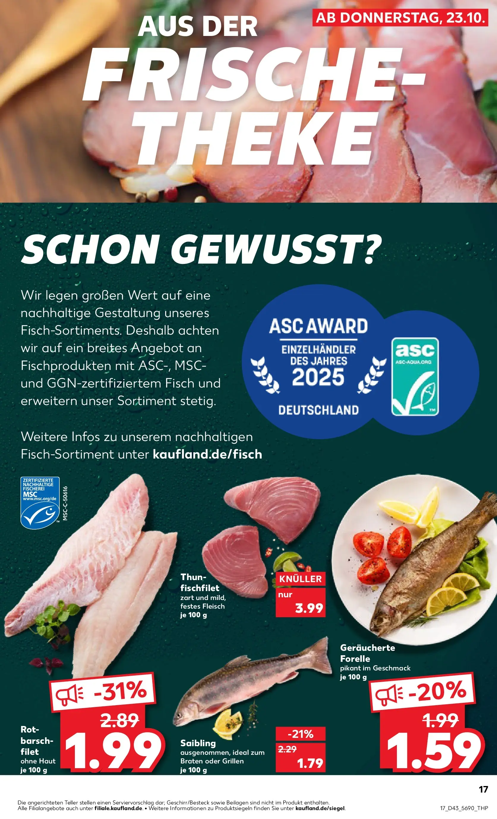 Prospekt Kaufland ab 22.10.2025 » Angebote Online zum Blättern | Seite: 17 | Produkte: Theke, Fisch, Fleisch