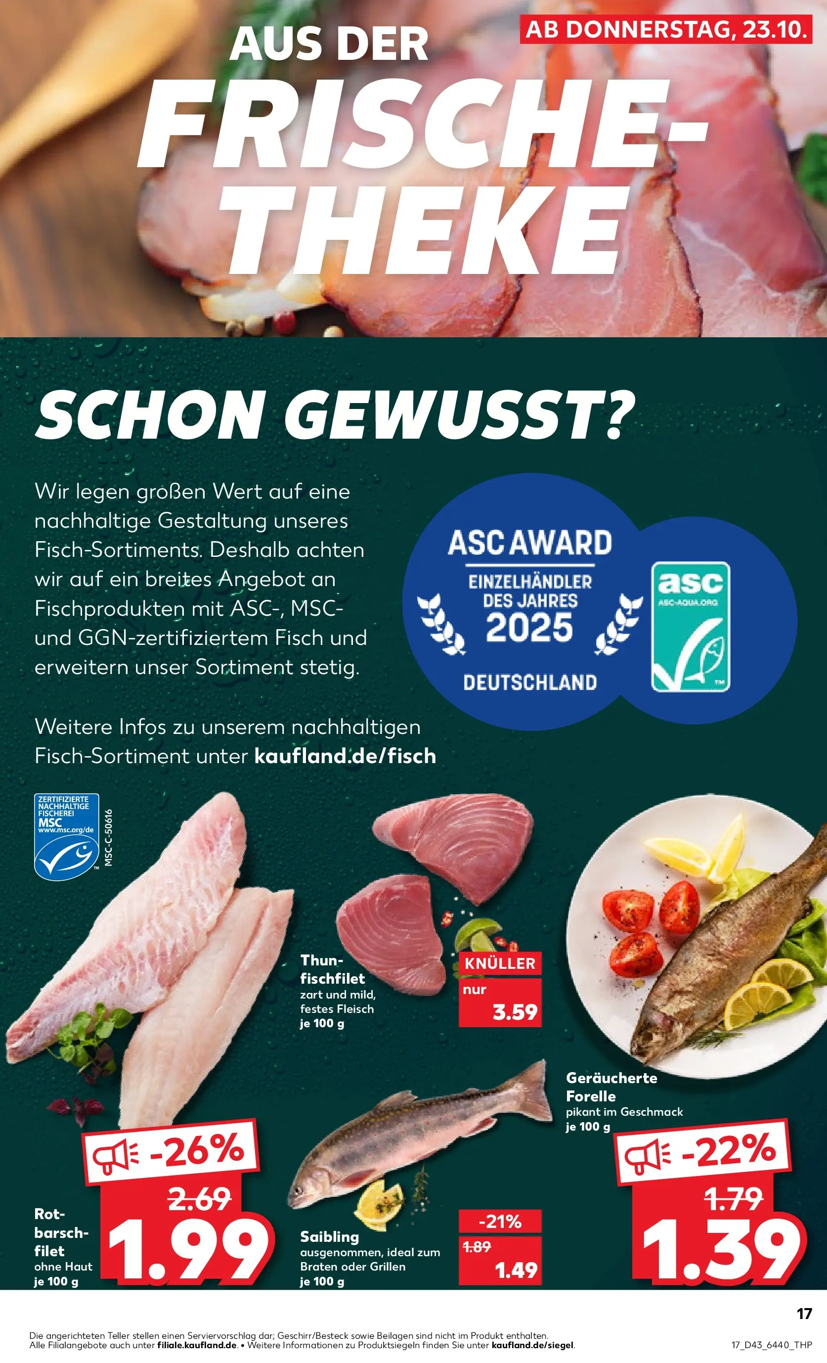 Prospekt Kaufland ab 23.10.2025 » Angebote Online zum Blättern | Seite: 17 | Produkte: Theke, Fisch, Fleisch